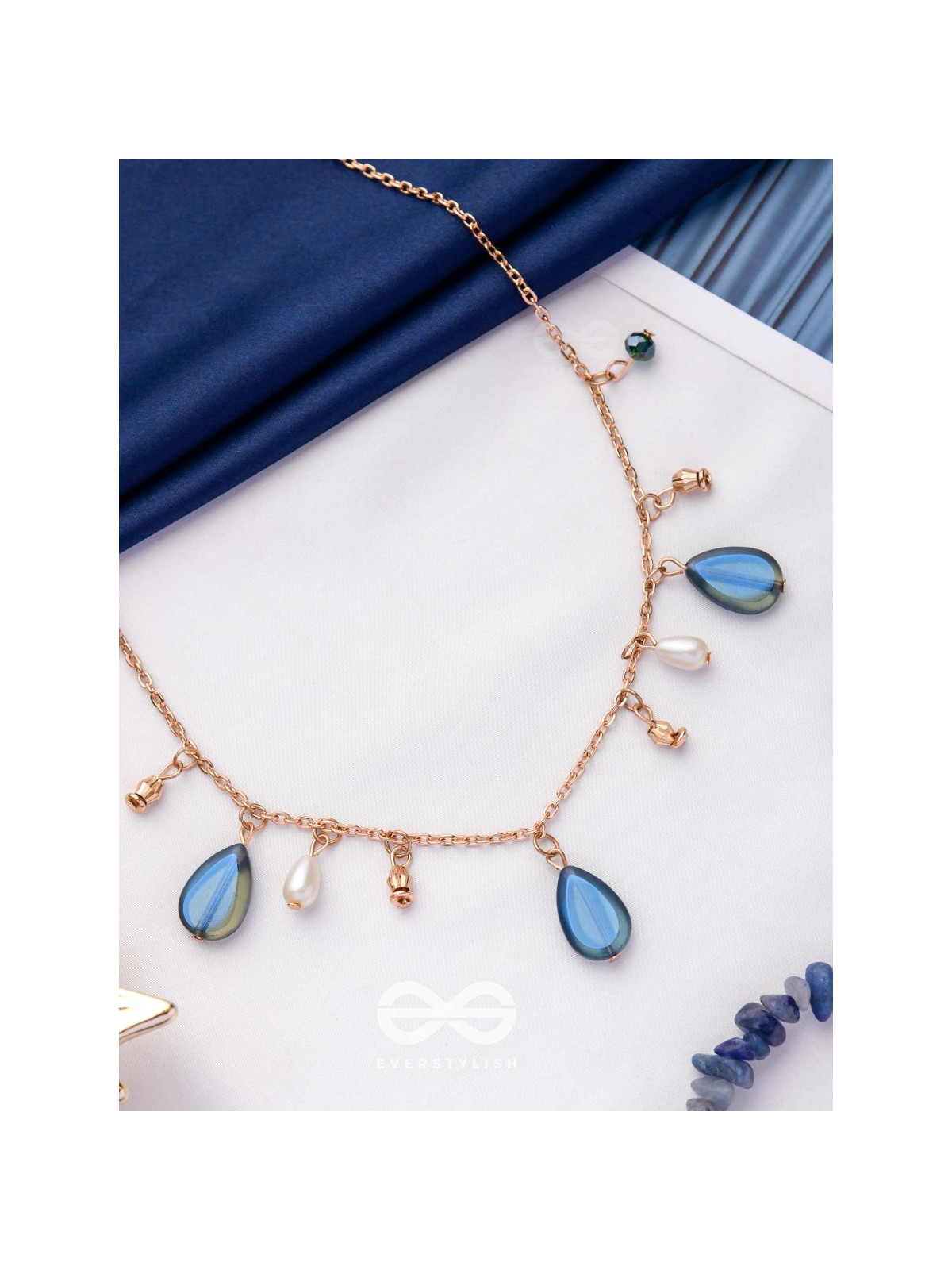 The Jade Oysters- Golden Embellished Necklace With Anti-Tarnish Coating 