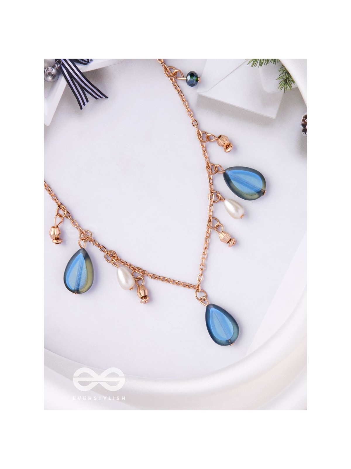 The Jade Oysters- Golden Embellished Necklace With Anti-Tarnish Coating 