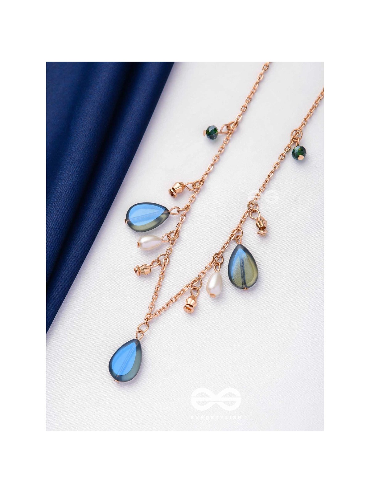 The Jade Oysters- Golden Embellished Necklace With Anti-Tarnish Coating 