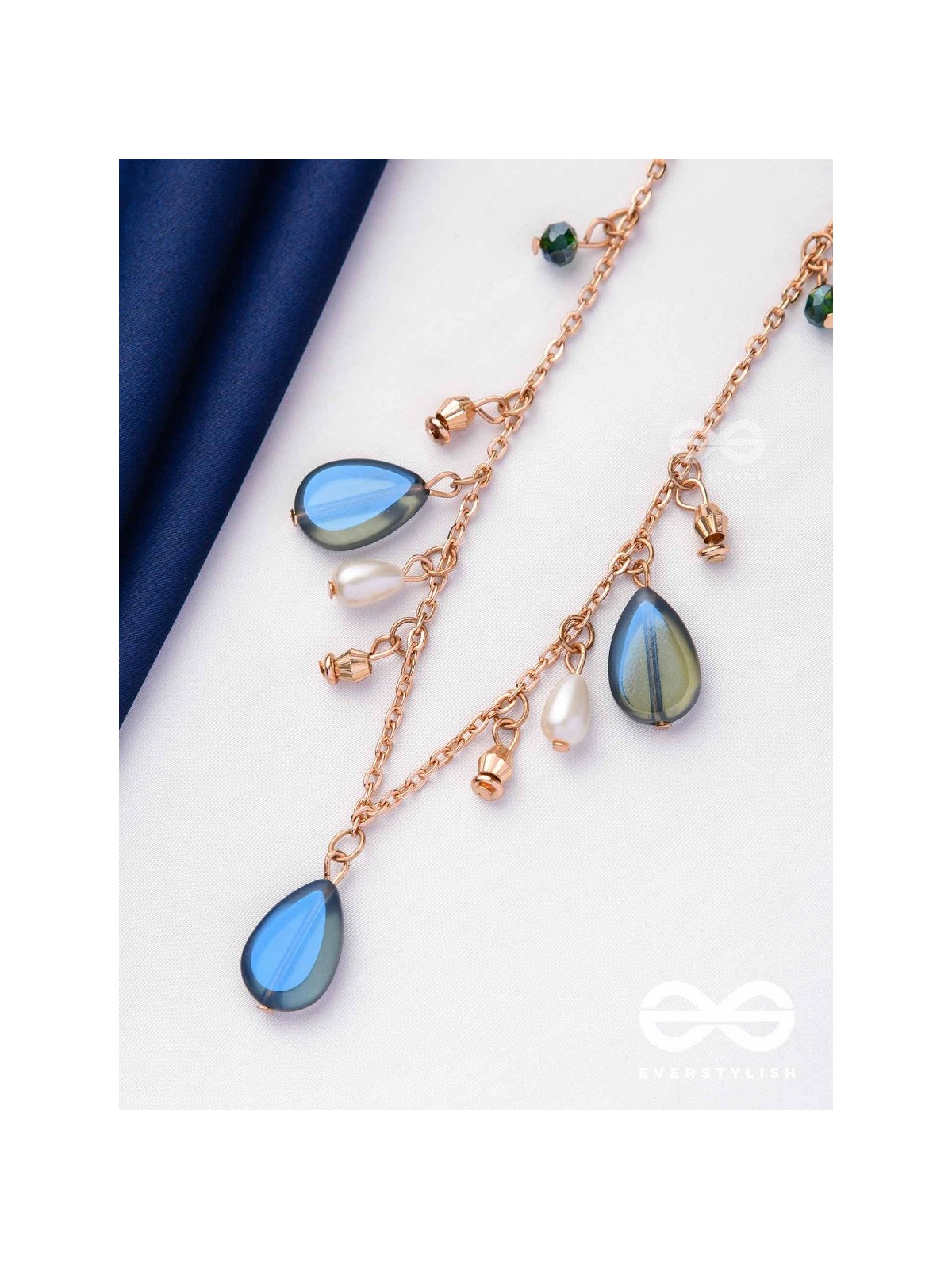 The Jade Oysters- Golden Embellished Necklace With Anti-Tarnish Coating 