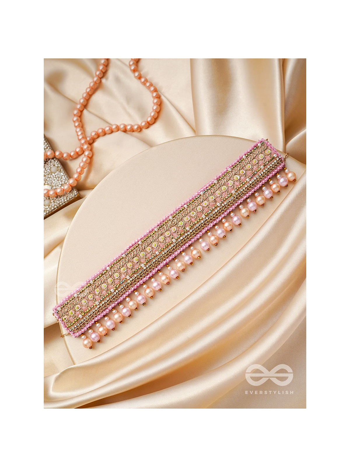 Architam- Beautifuly Decorated- Pearls, Lace and Sequins Embroidered Choker Necklace