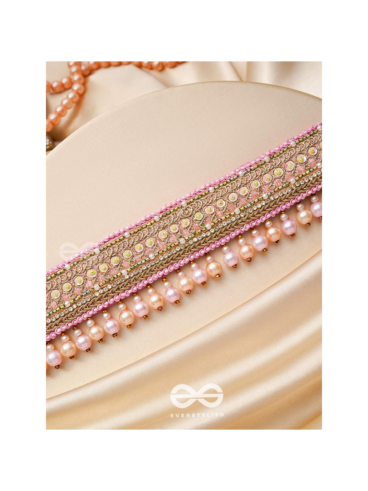 Architam- Beautifuly Decorated- Pearls, Lace and Sequins Embroidered Choker Necklace