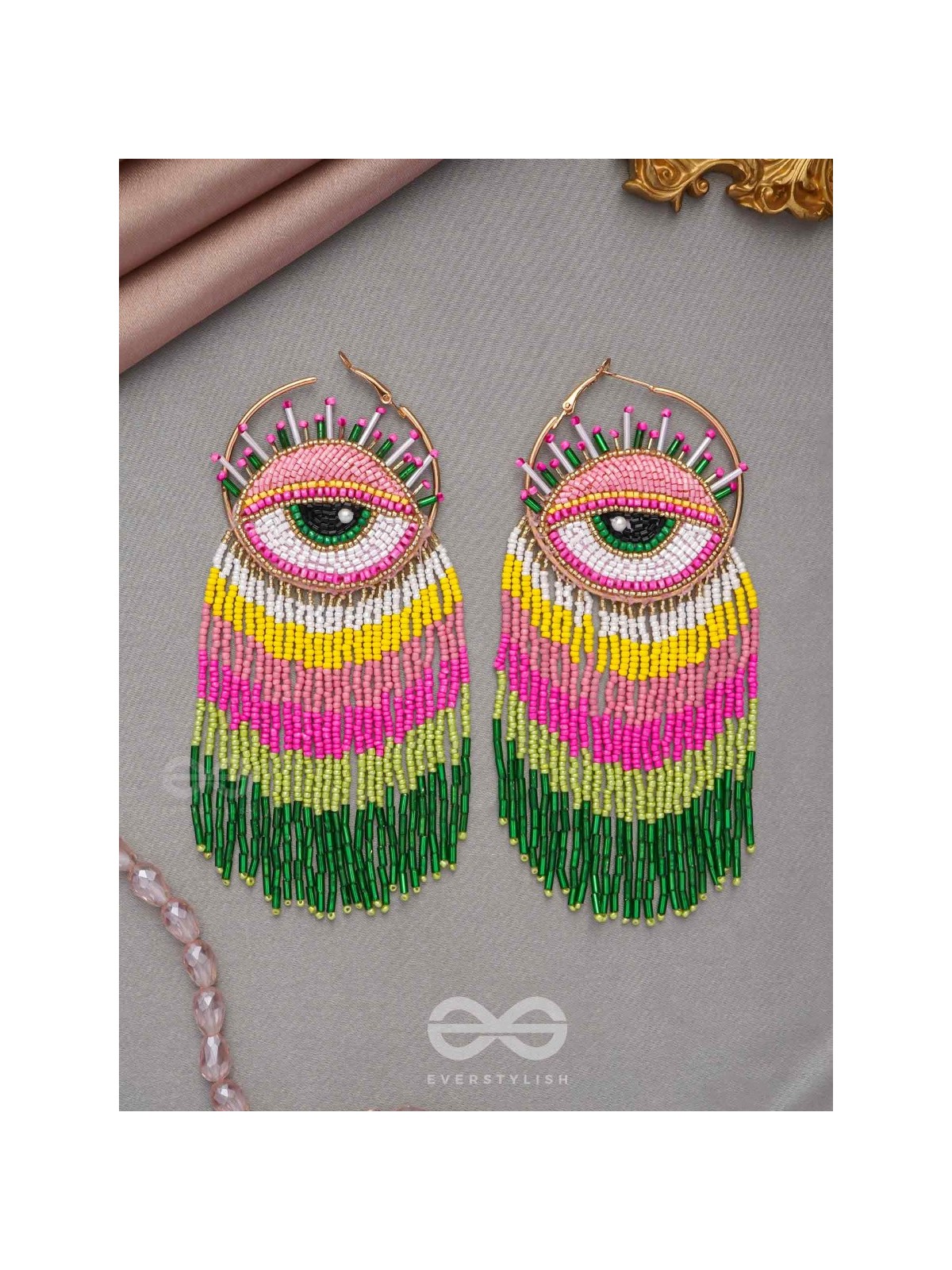 Preetimaya- Tears of Joy- Beads and Cutdana Embroidered Statement Earrings
