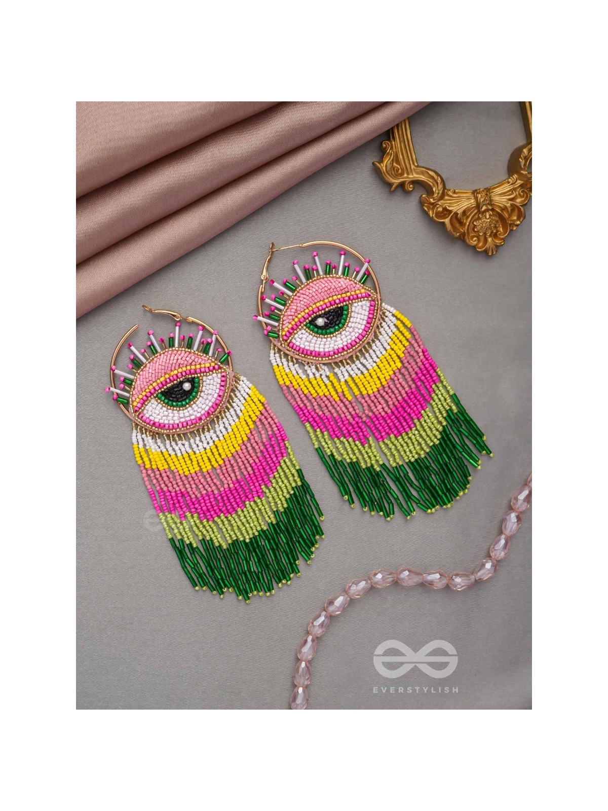 Preetimaya- Tears of Joy- Beads and Cutdana Embroidered Statement Earrings