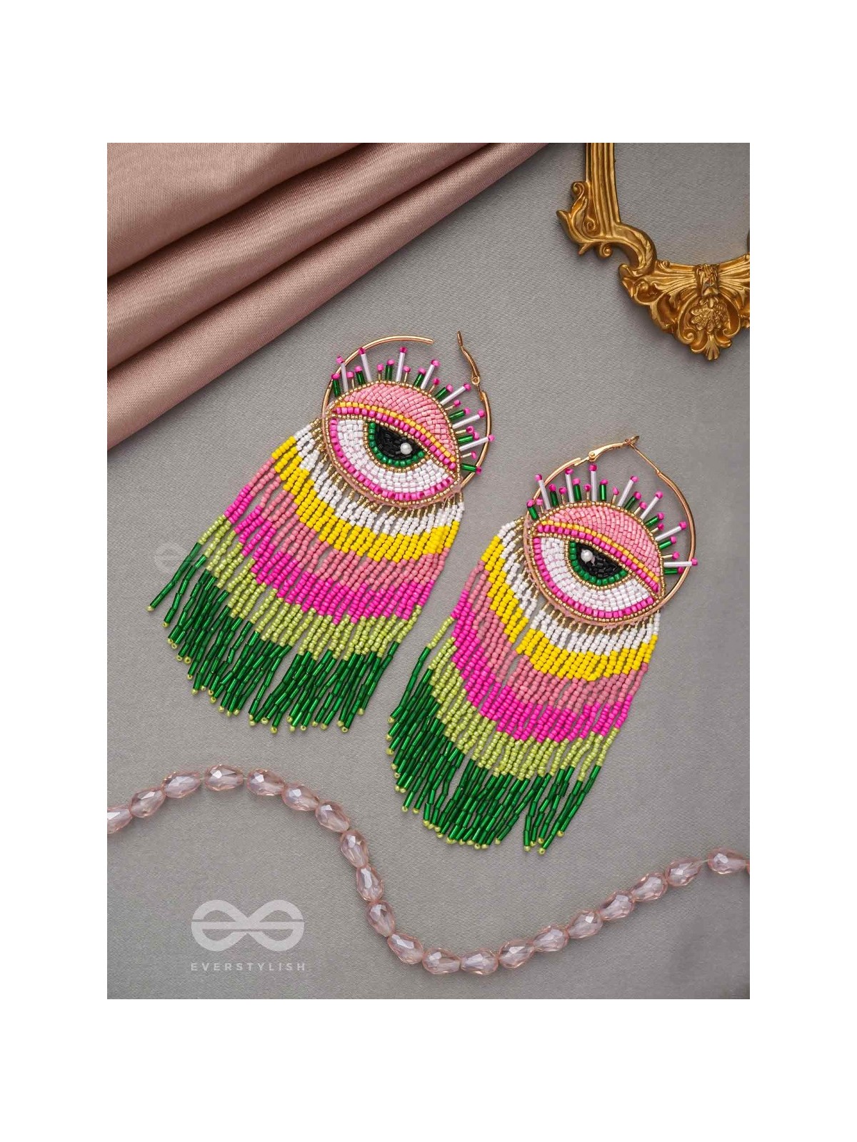 Preetimaya- Tears of Joy- Beads and Cutdana Embroidered Statement Earrings