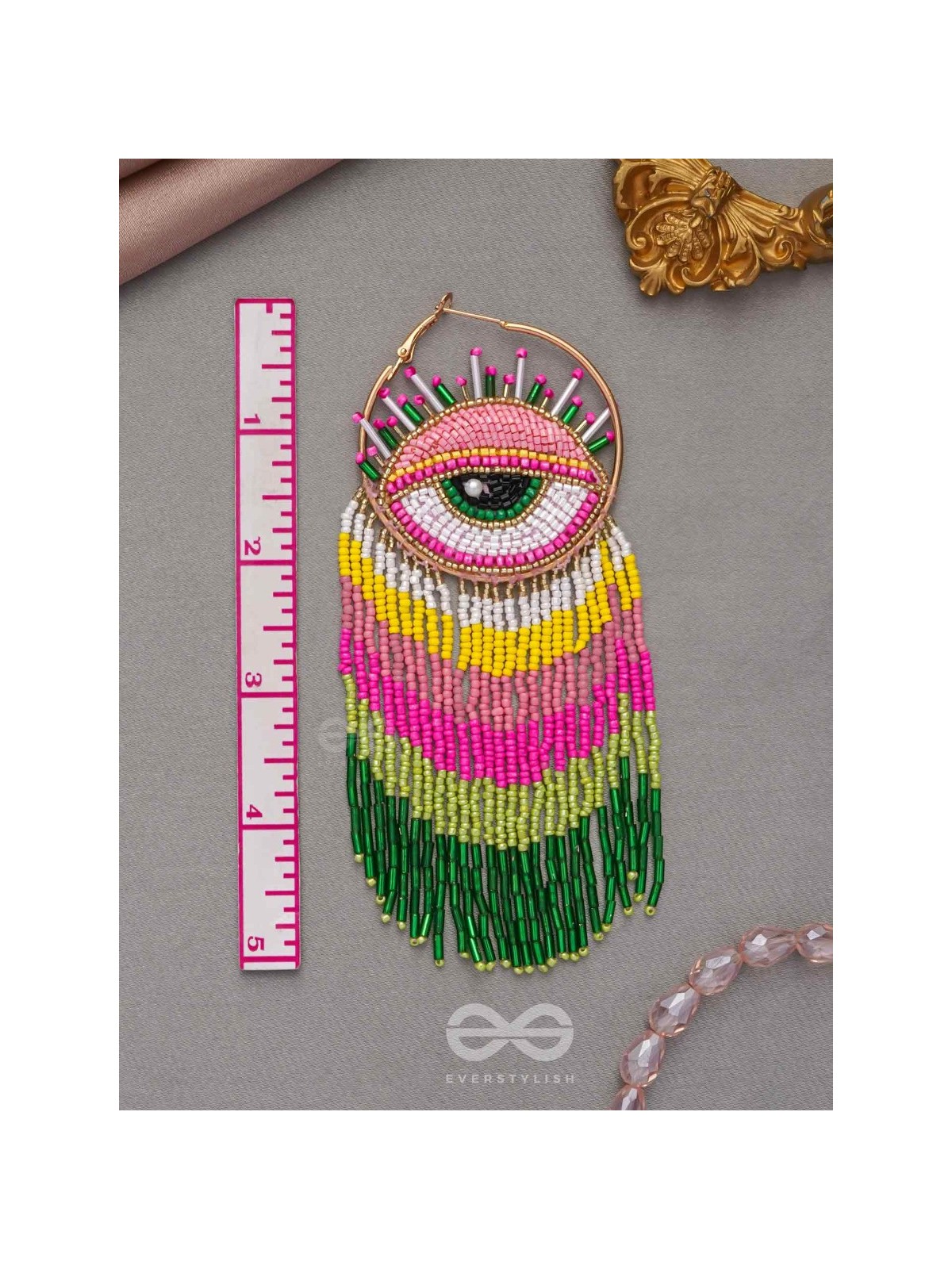 Preetimaya- Tears of Joy- Beads and Cutdana Embroidered Statement Earrings