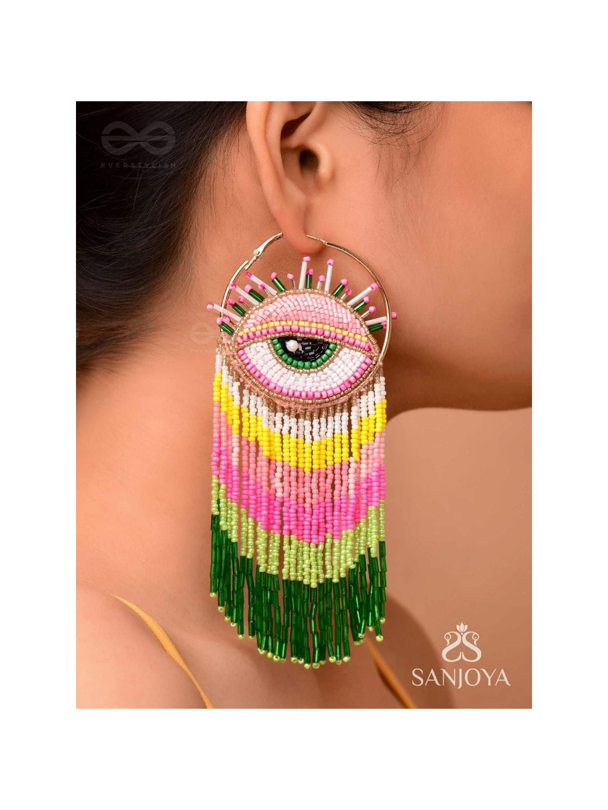 Preetimaya- Tears of Joy- Beads and Cutdana Embroidered Statement Earrings