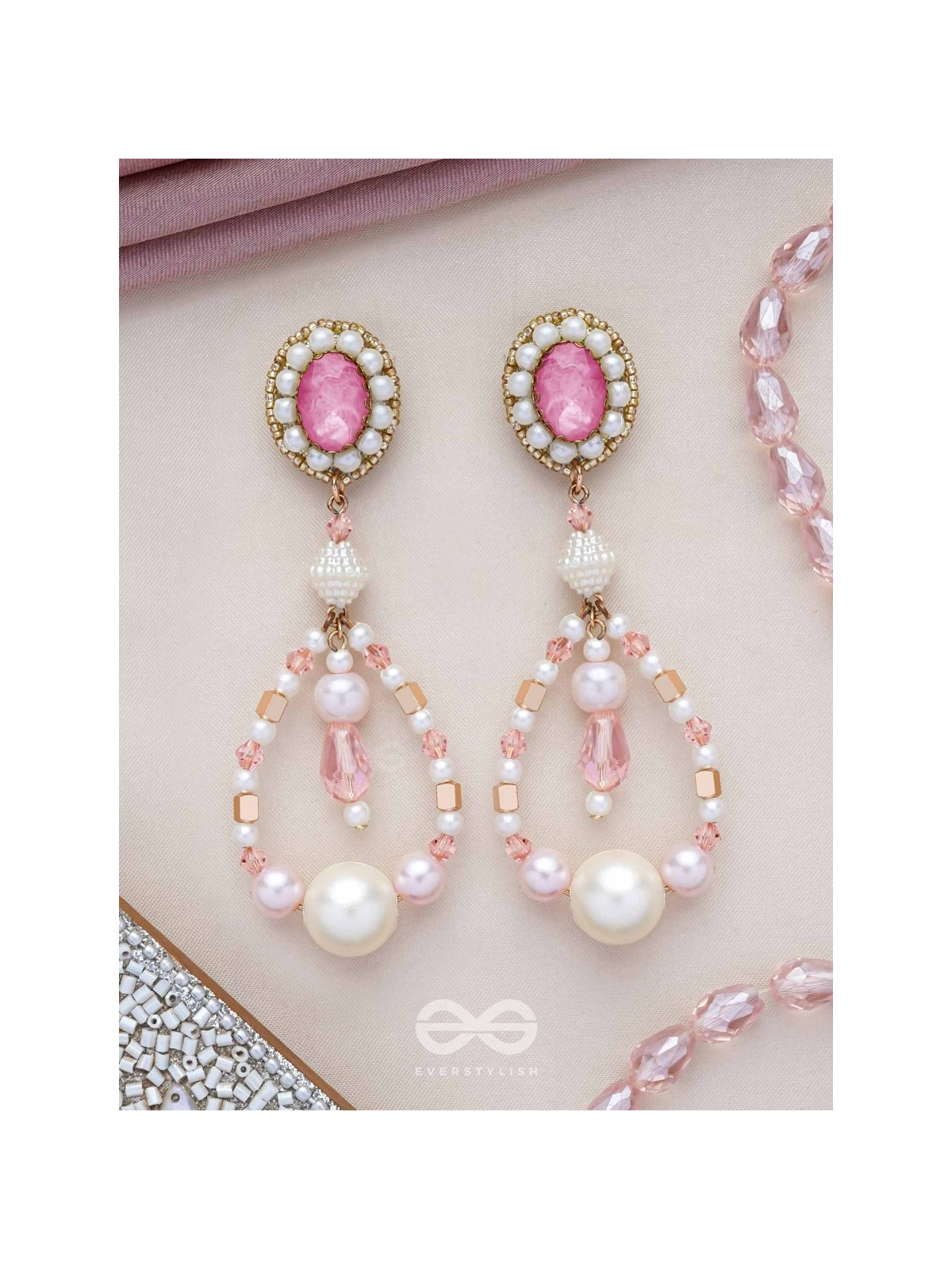 Drapsa- Drops of Rain- Pearls and Stones Embroidered Earrings