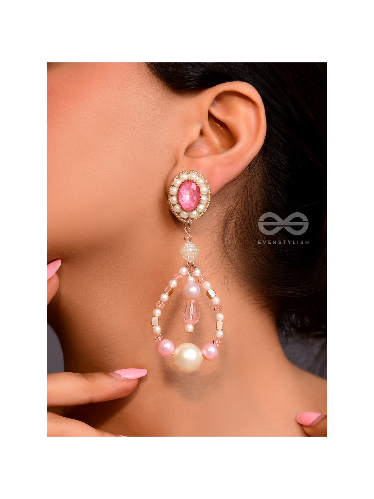 Drapsa- Drops of Rain- Pearls and Stones Embroidered Earrings