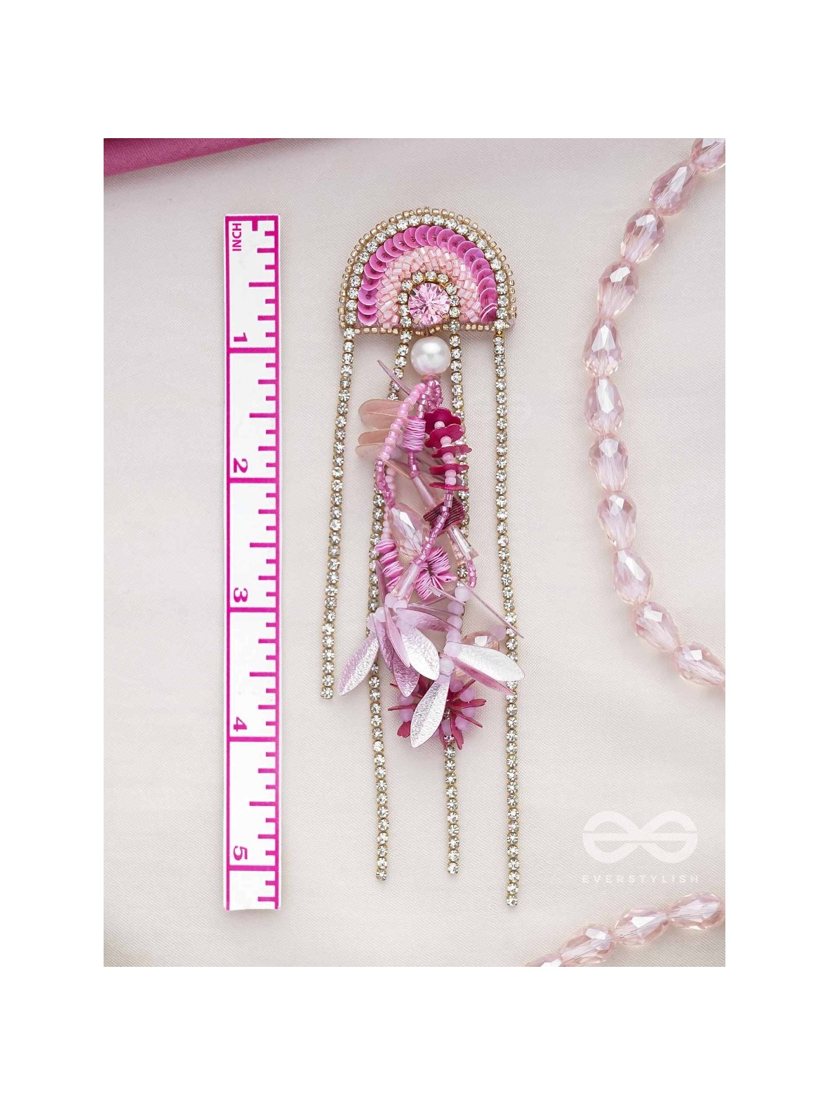 Saraṇyu-The Splendid Spring - Stones and Sequins Embroidered Statement Earrings