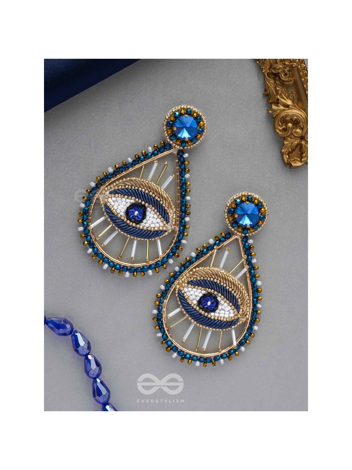 Tabhyam- The Beautiful Eyes- Stones, Sequins and Glass Beads Embroidered Statement Earrings