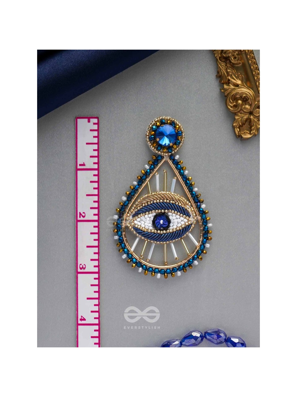 Tabhyam- The Beautiful Eyes- Stones, Sequins and Glass Beads Embroidered Statement Earrings