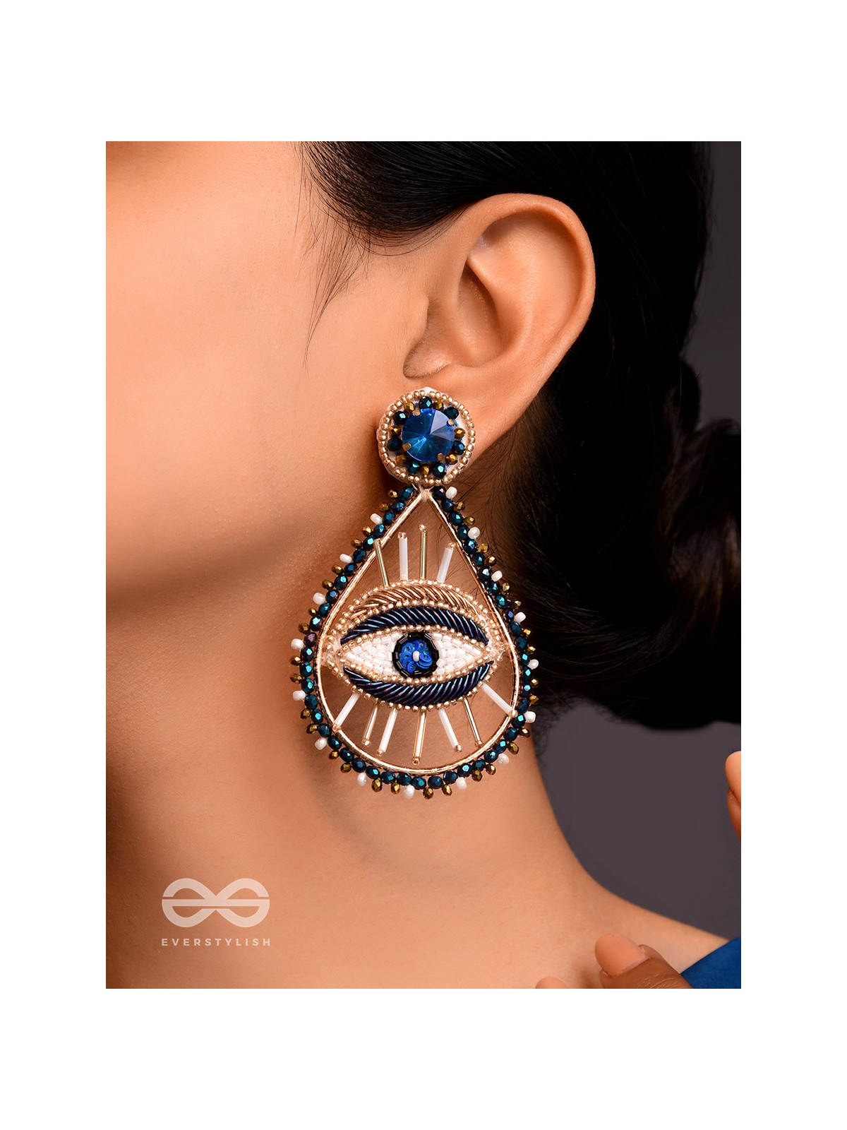 Tabhyam- The Beautiful Eyes- Stones, Sequins and Glass Beads Embroidered Statement Earrings