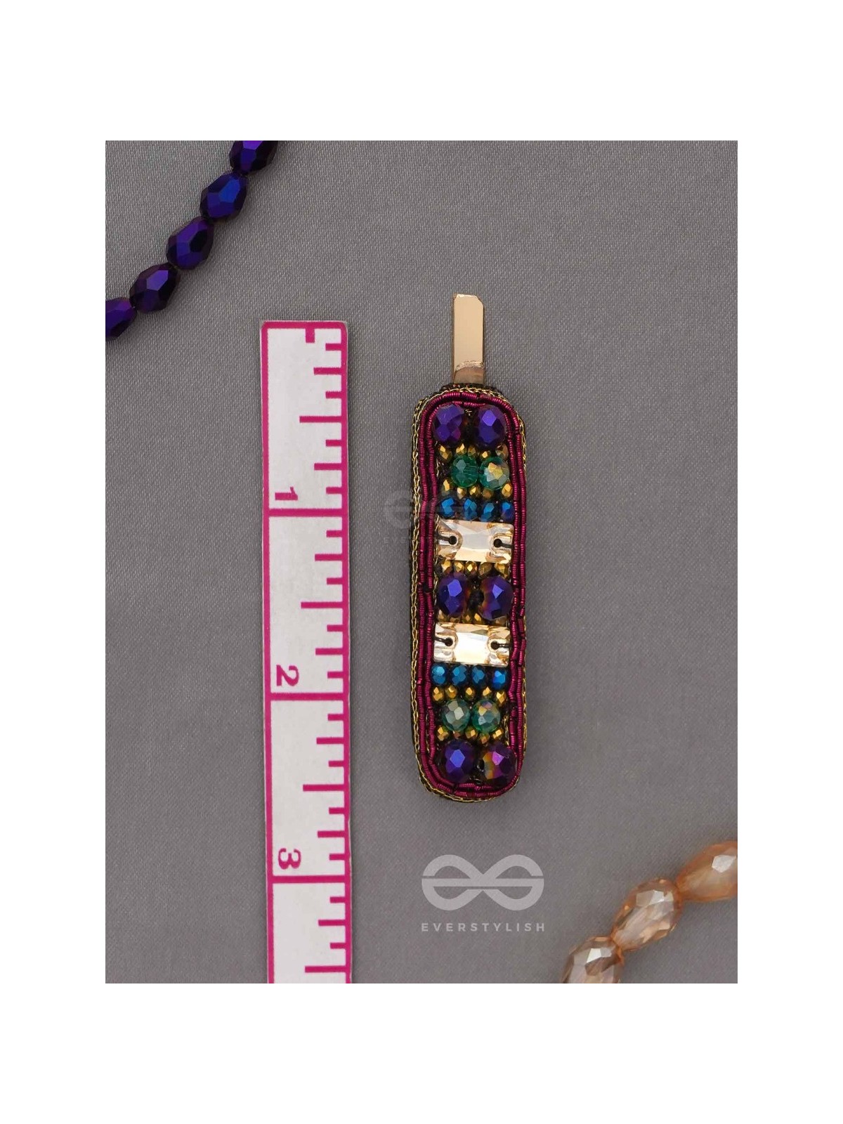 Amaanta- The Night Sky- Stones and Glass Beads Embroidered Hair Clips