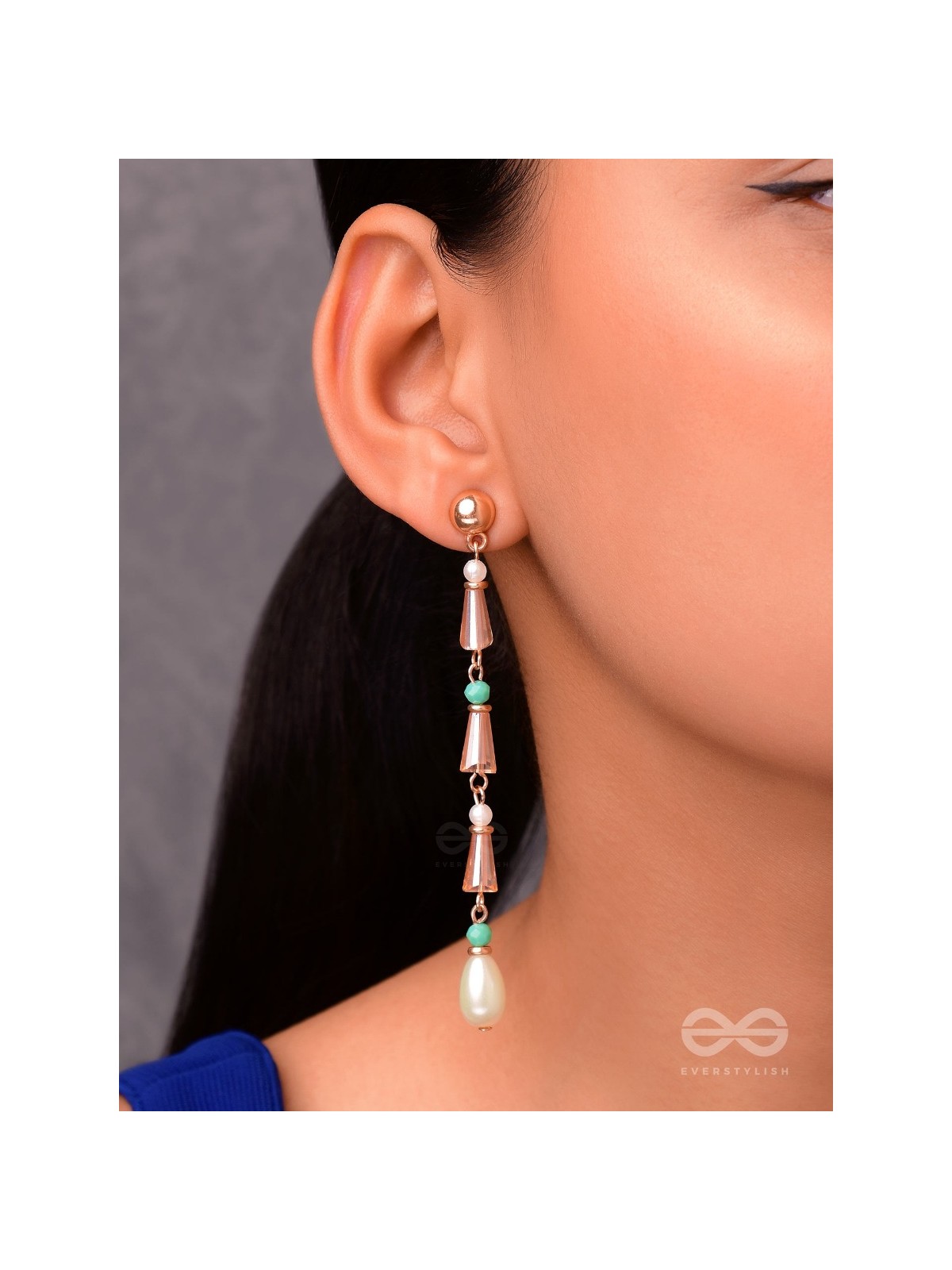 The Drooping Bells- Golden Embellished Earrings