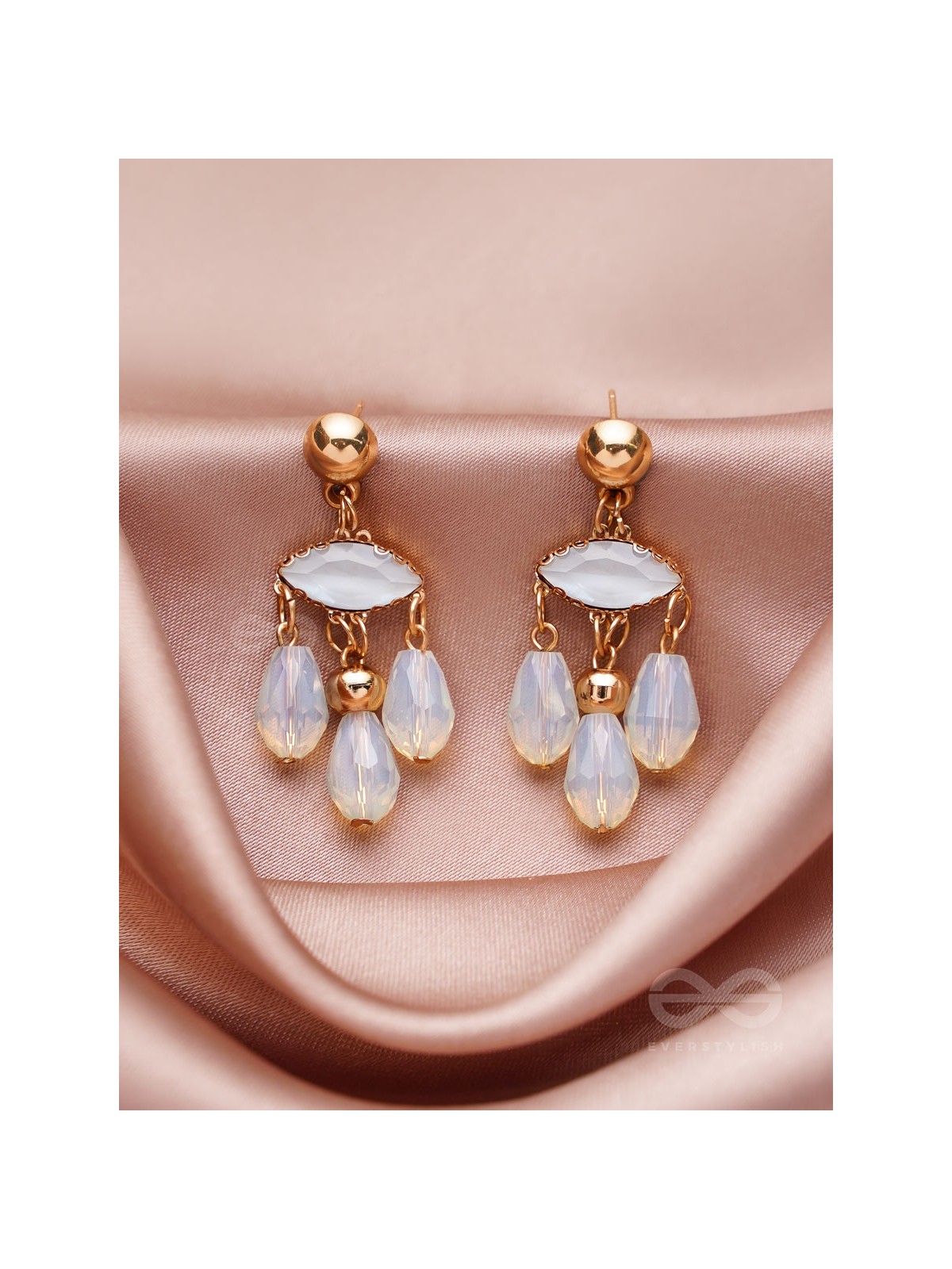 The Blue-Eyed- Golden Embellished Earrings