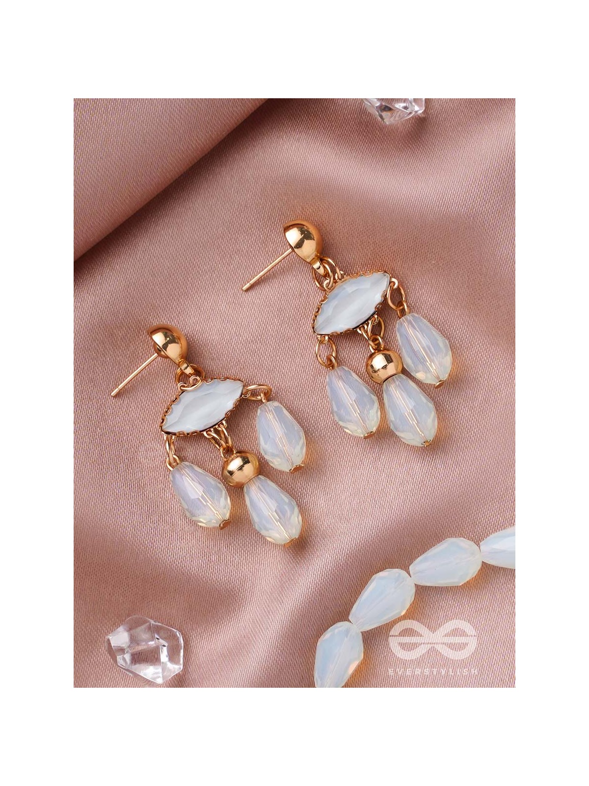 The Blue-Eyed- Golden Embellished Earrings