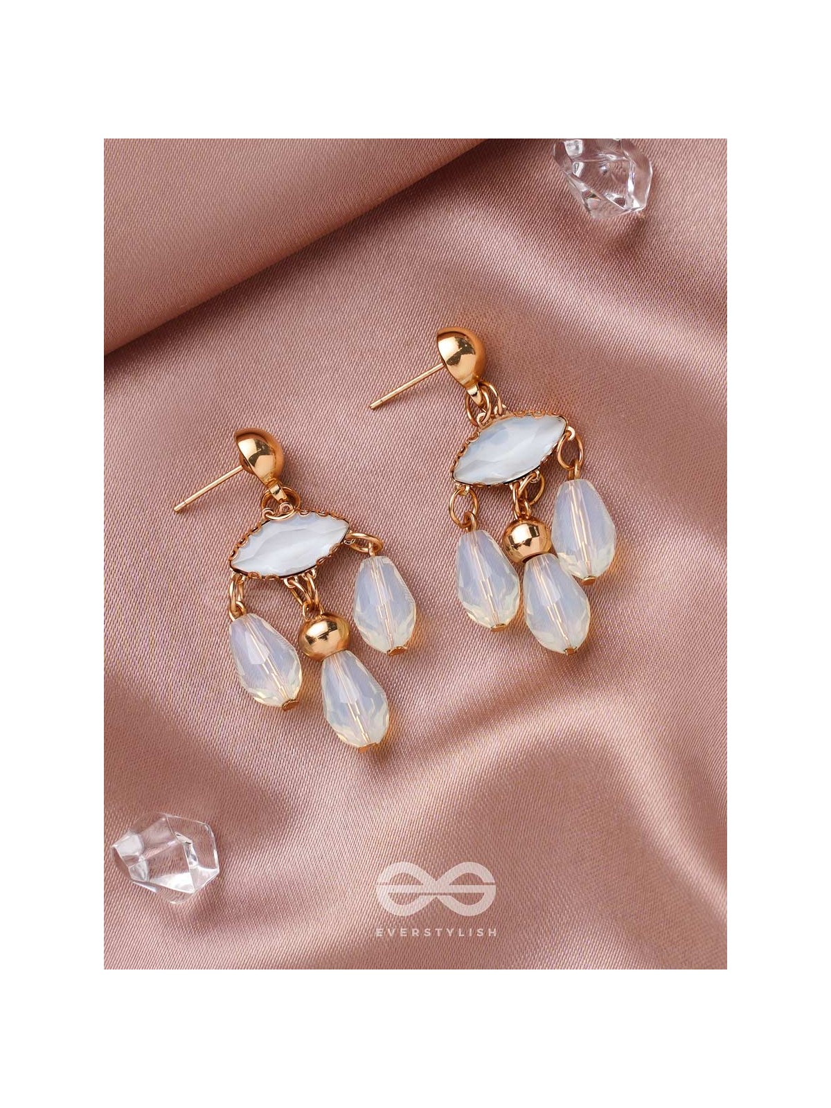 The Blue-Eyed- Golden Embellished Earrings