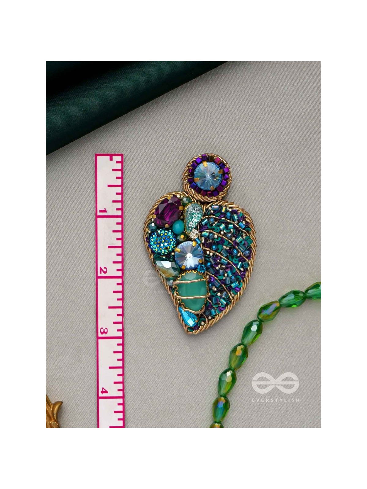 Samvartika- The Lotus Leaf- Stones, Sequins and Beads Embroidered Statement Earrings