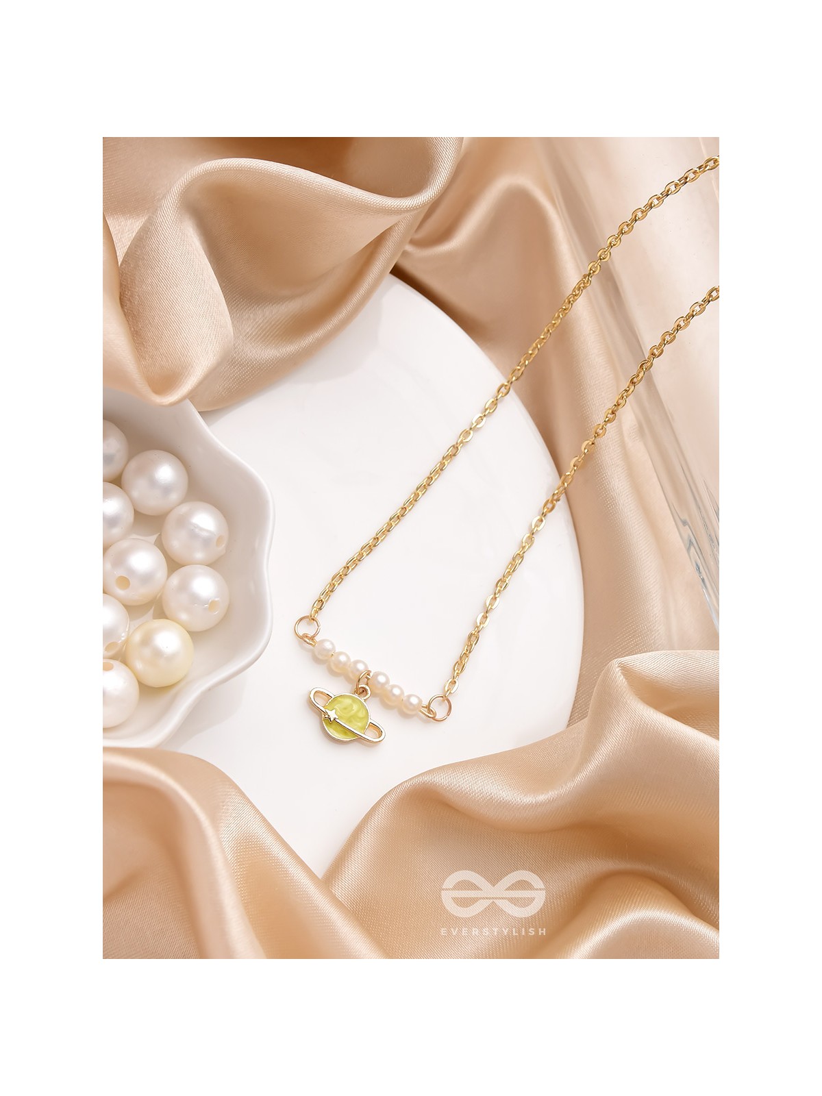 The Planet Crafter- Golden Embellished Necklace With Anti-Tarnish Coating 