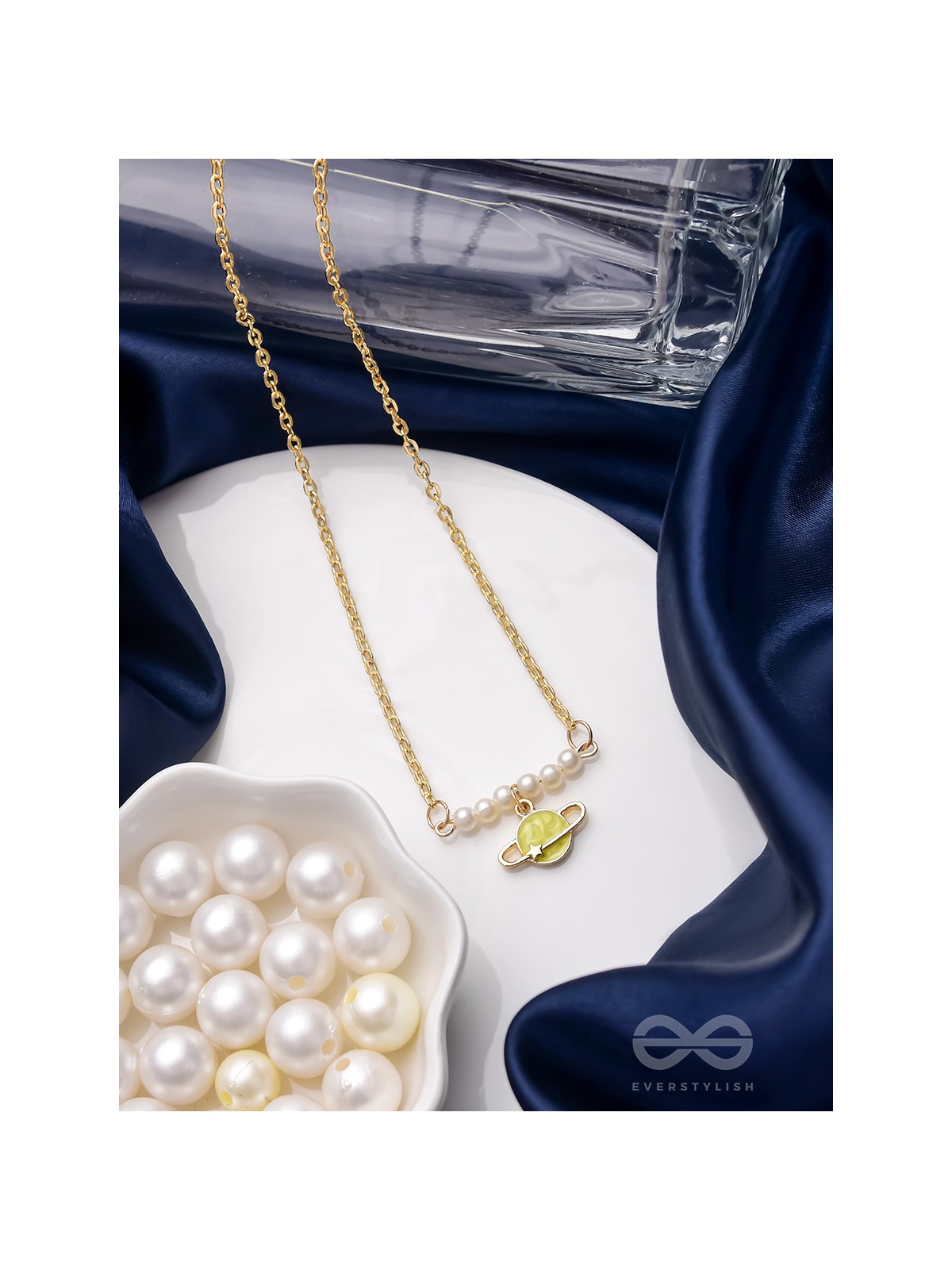 The Planet Crafter- Golden Embellished Necklace With Anti-Tarnish Coating 