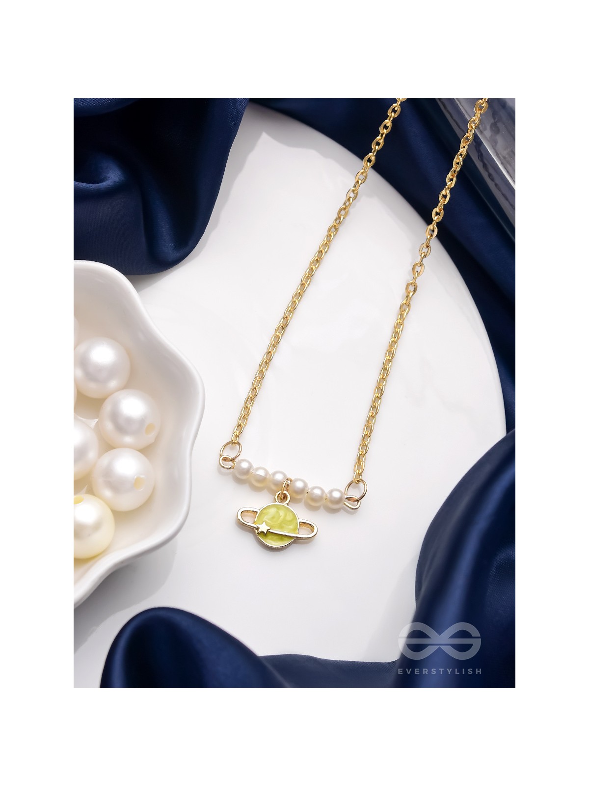 The Planet Crafter- Golden Embellished Necklace With Anti-Tarnish Coating 