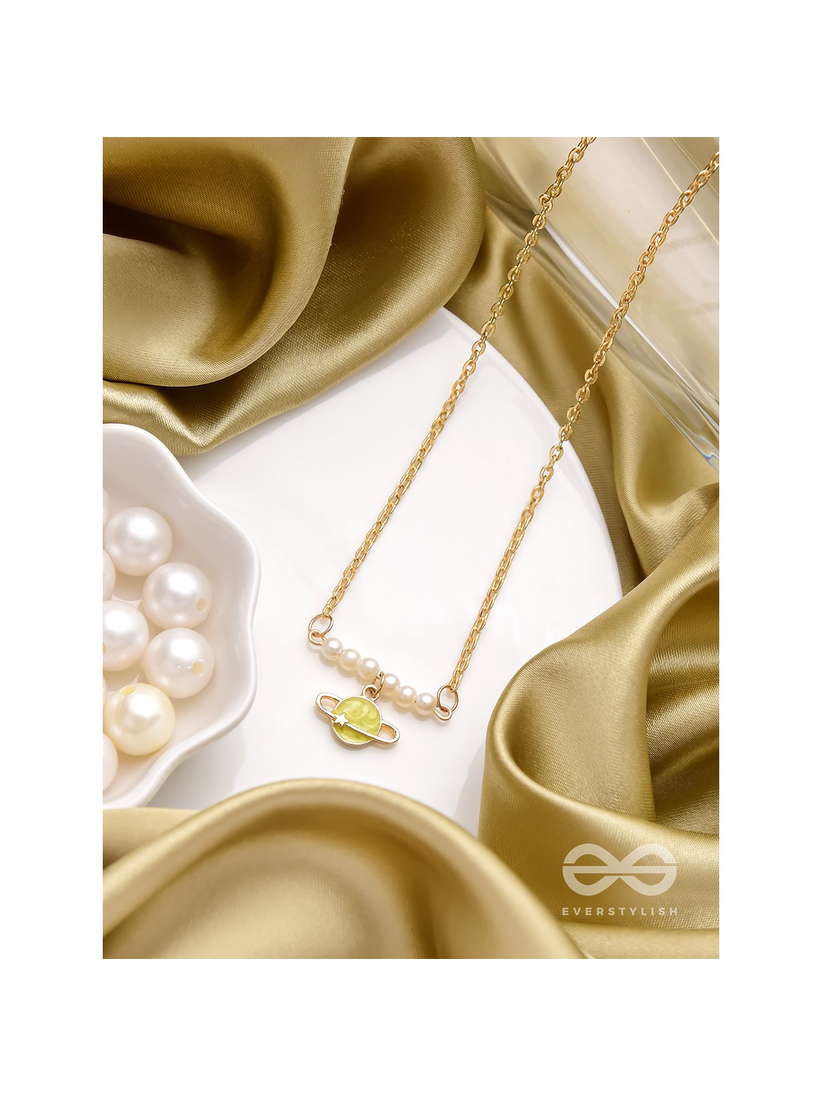 The Planet Crafter- Golden Embellished Necklace With Anti-Tarnish Coating 