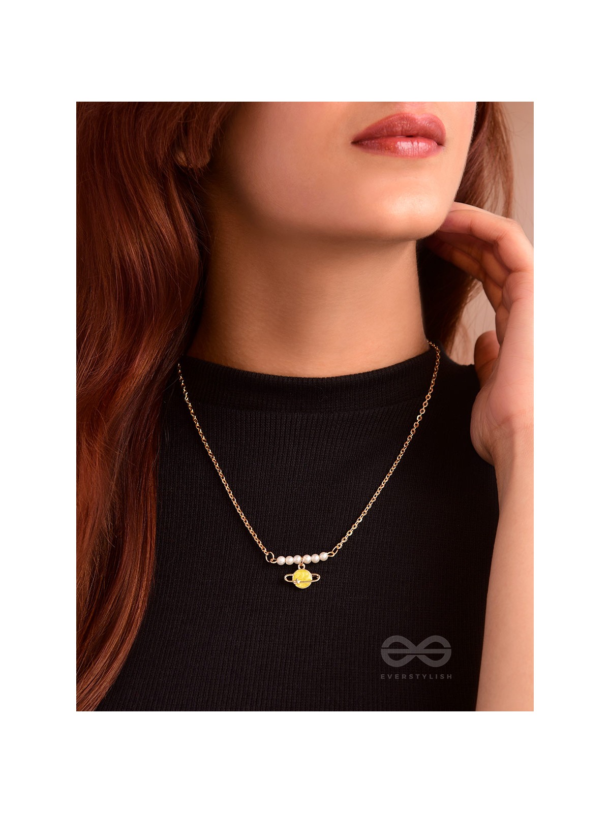 The Planet Crafter- Golden Embellished Necklace With Anti-Tarnish Coating 