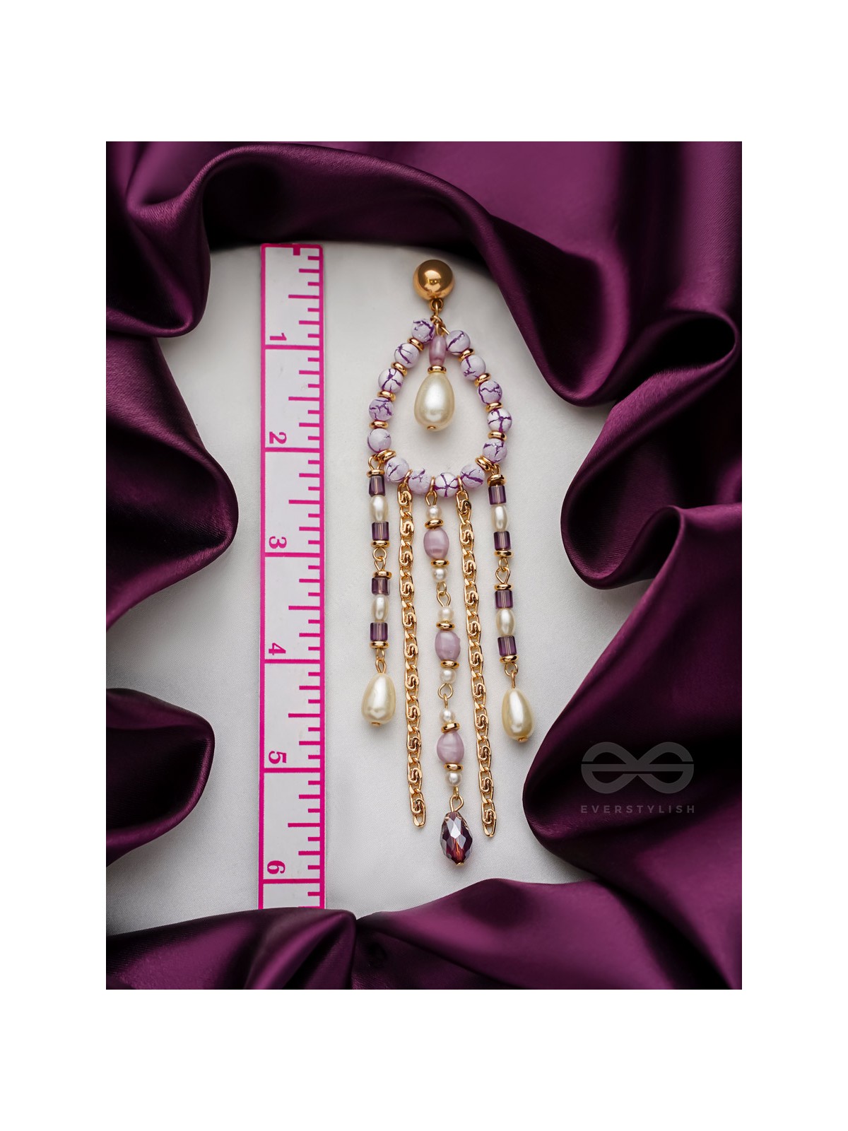 The Splashy Torrent - Golden Embellished Earrings