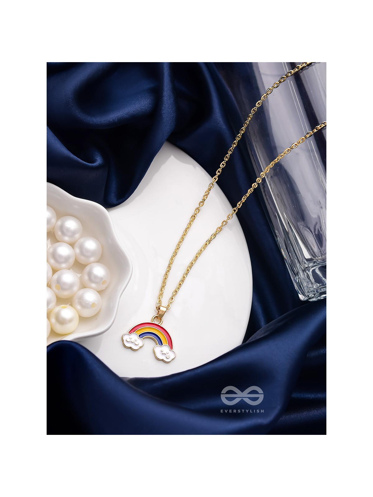 The Rainbow Colors- Golden Embellished Necklace With Anti-Tarnish Coating