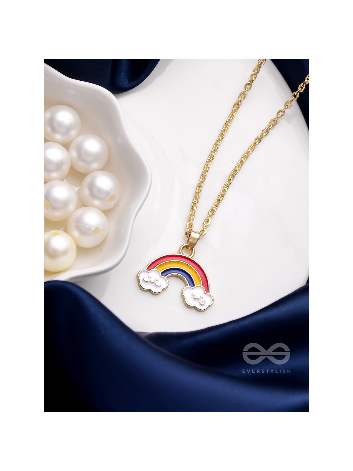 The Rainbow Colors- Golden Embellished Necklace With Anti-Tarnish Coating