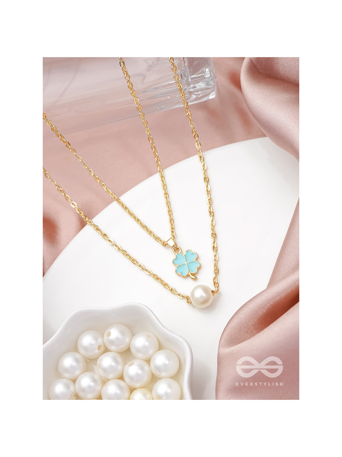 The Clover Field- Golden Layered Necklace With Anti-Tarnish Coating 