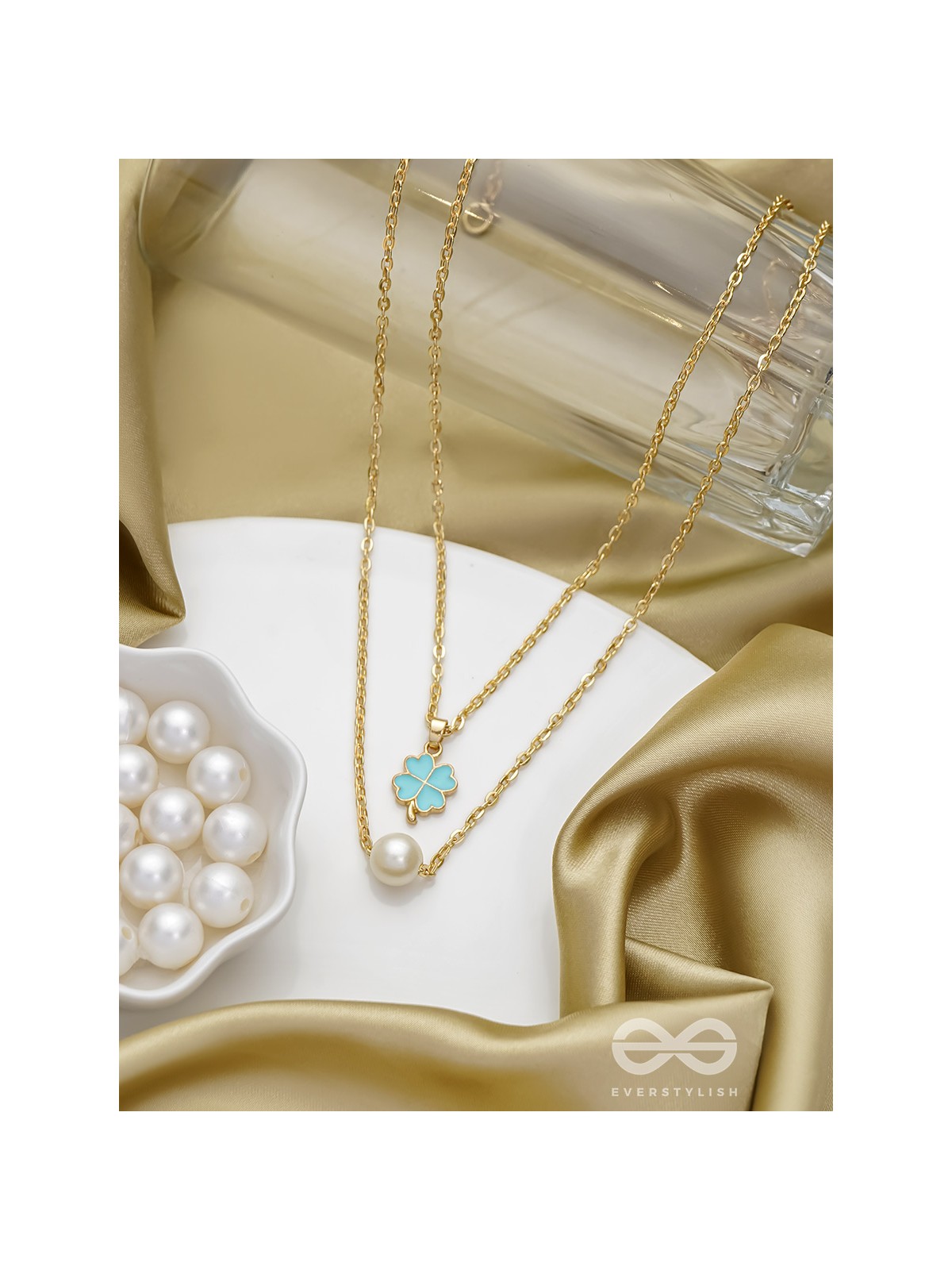 The Clover Field- Golden Layered Necklace With Anti-Tarnish Coating 