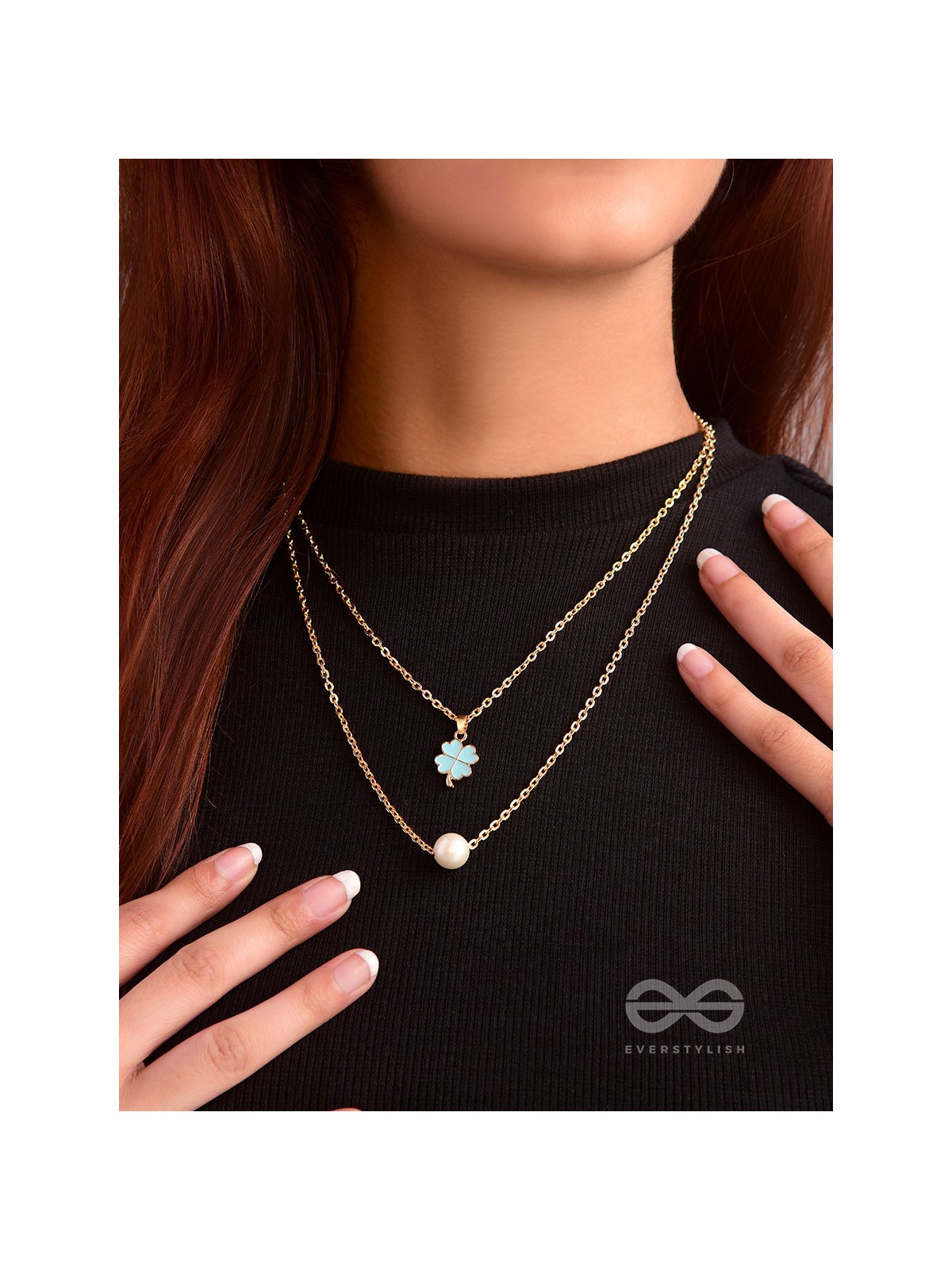 The Clover Field- Golden Layered Necklace With Anti-Tarnish Coating 