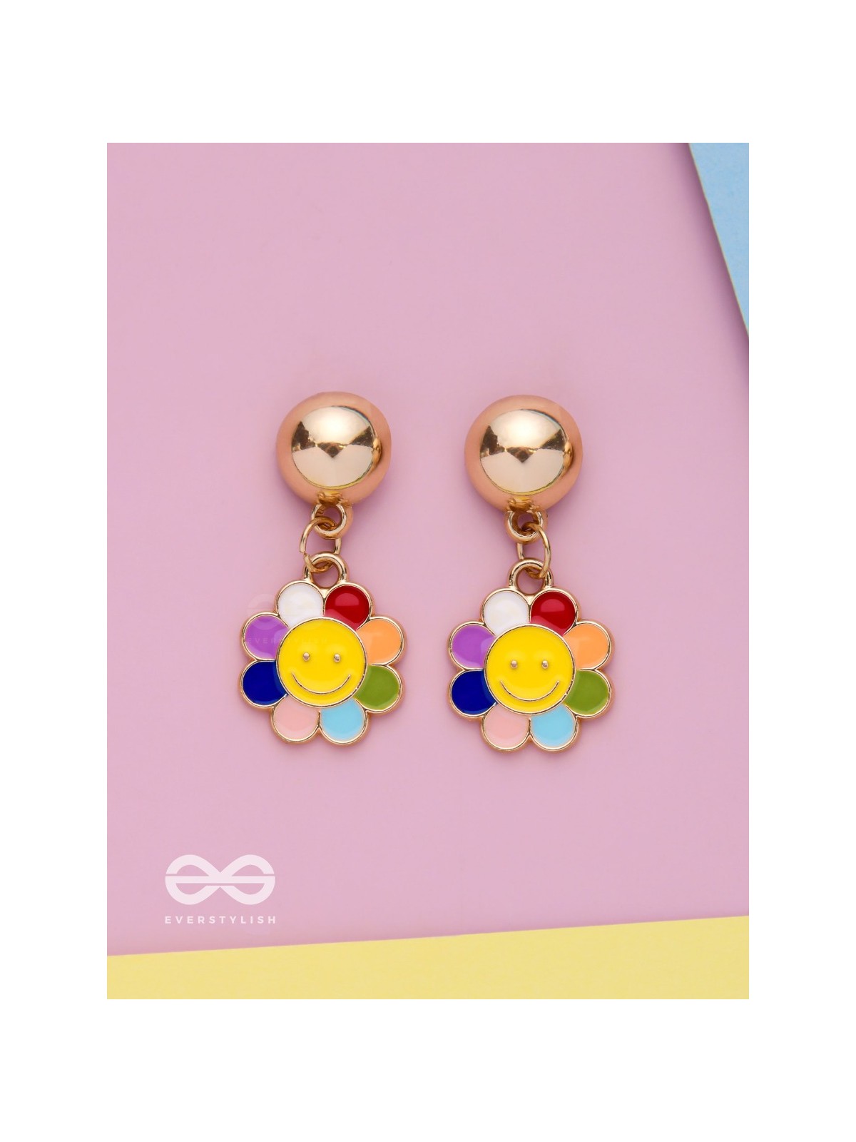 The Merry Bloom- Golden Embellished Earrings