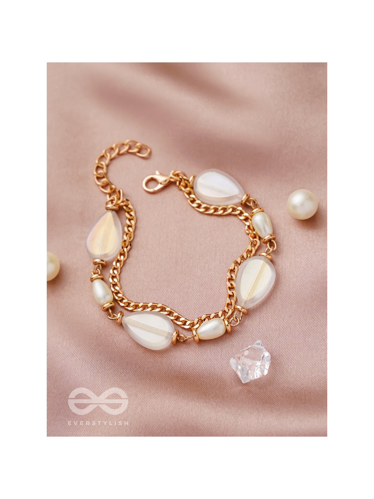 The Crystal Wave- Golden Embellished Bracelet