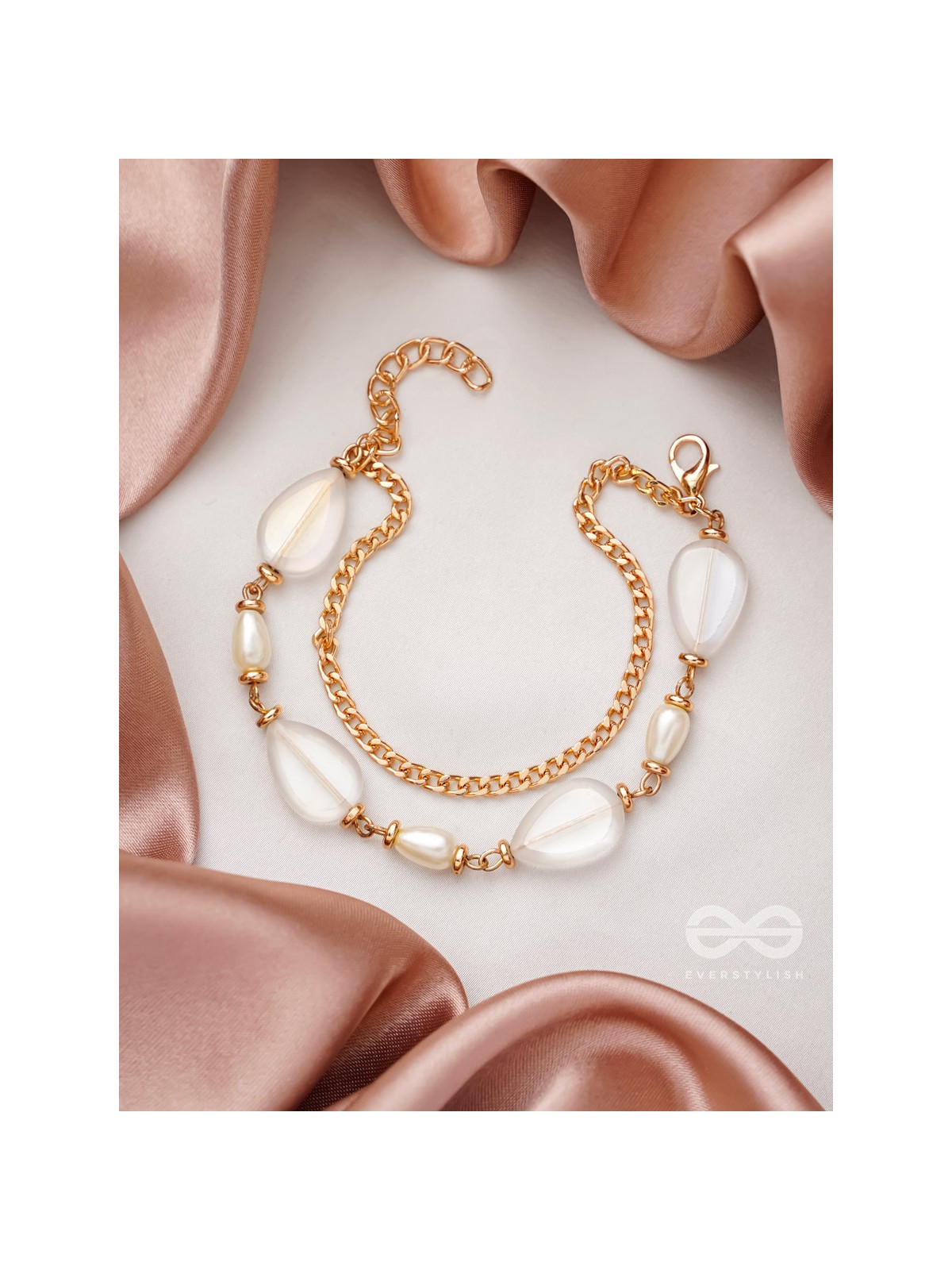 The Crystal Wave- Golden Embellished Bracelet