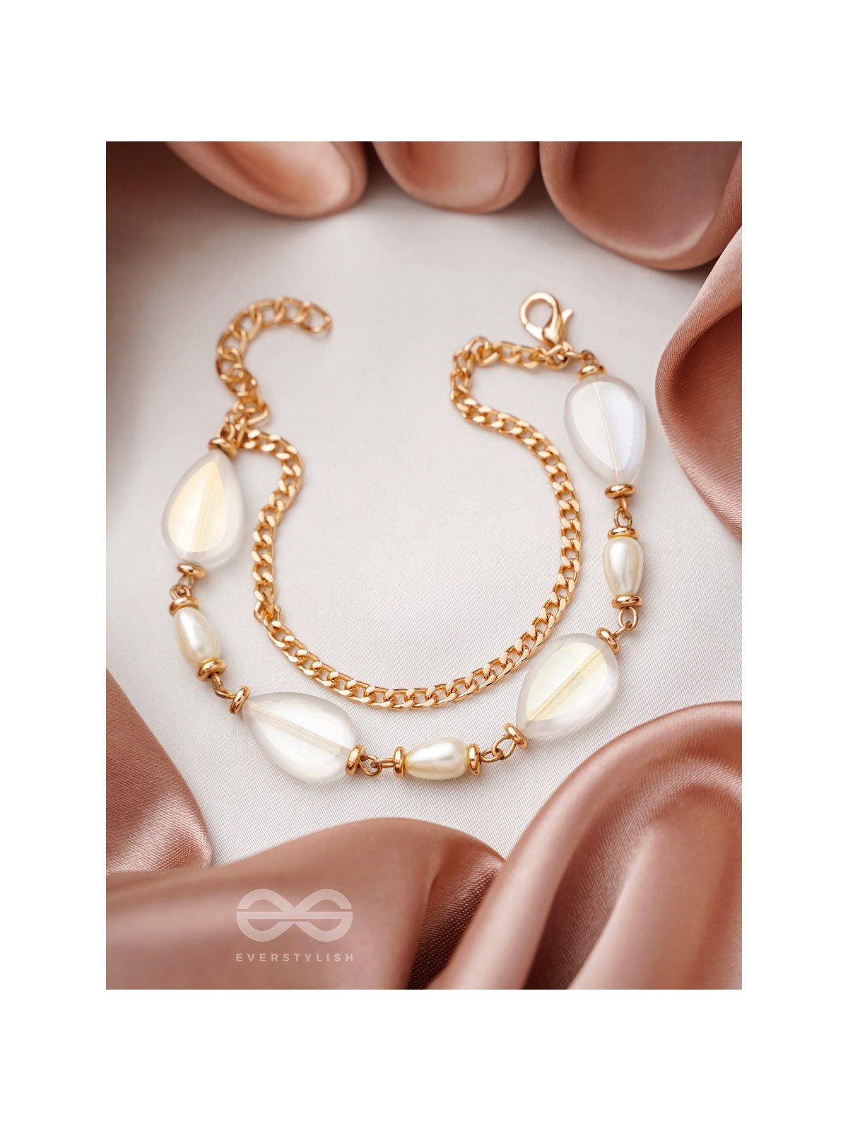 The Crystal Wave- Golden Embellished Bracelet