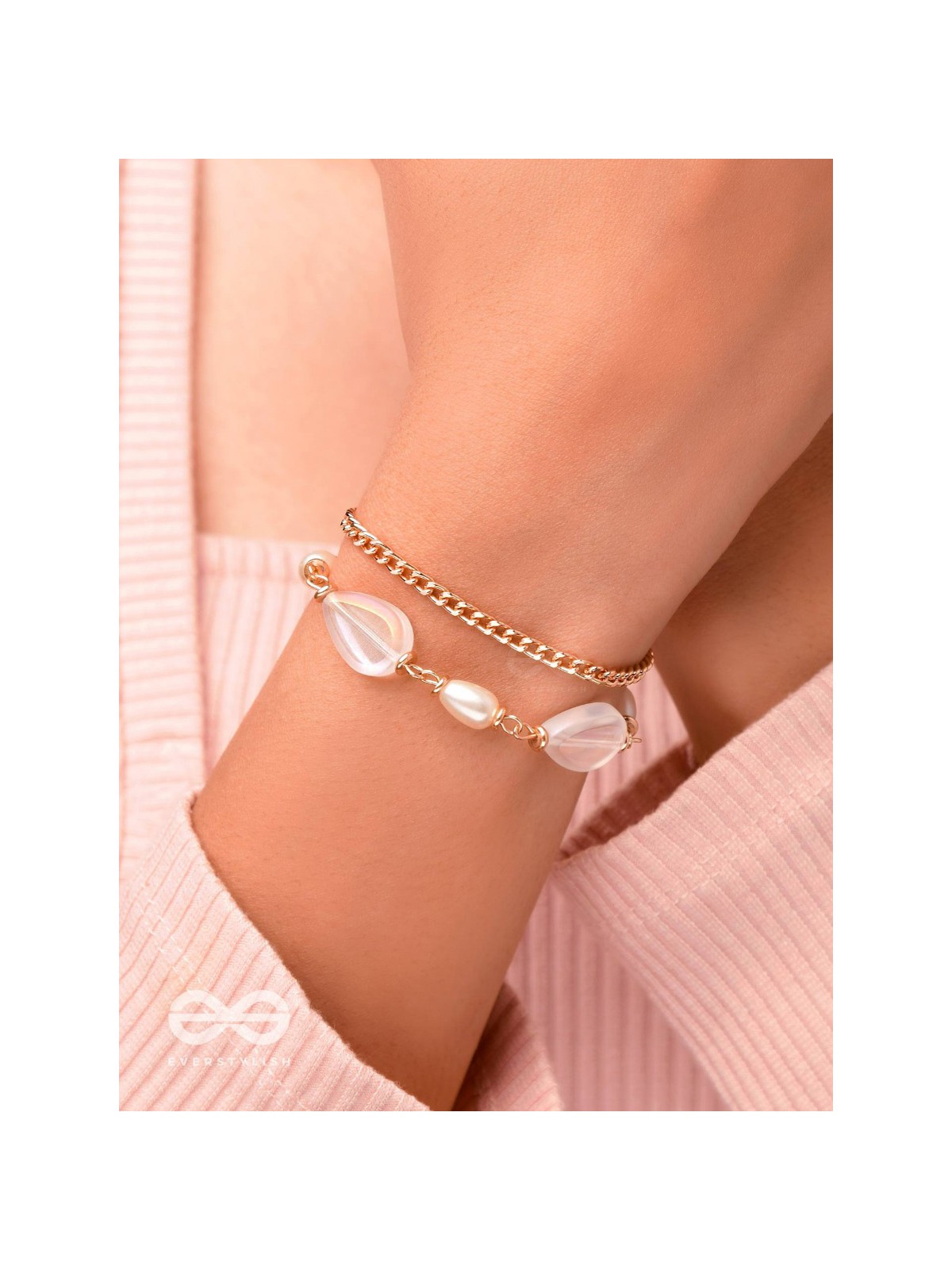 The Crystal Wave- Golden Embellished Bracelet