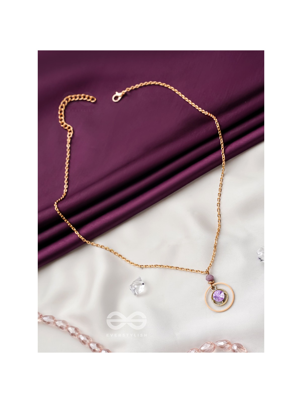 The Space Orbit- Golden Embellished Necklace With Anti-Tarnish Coating