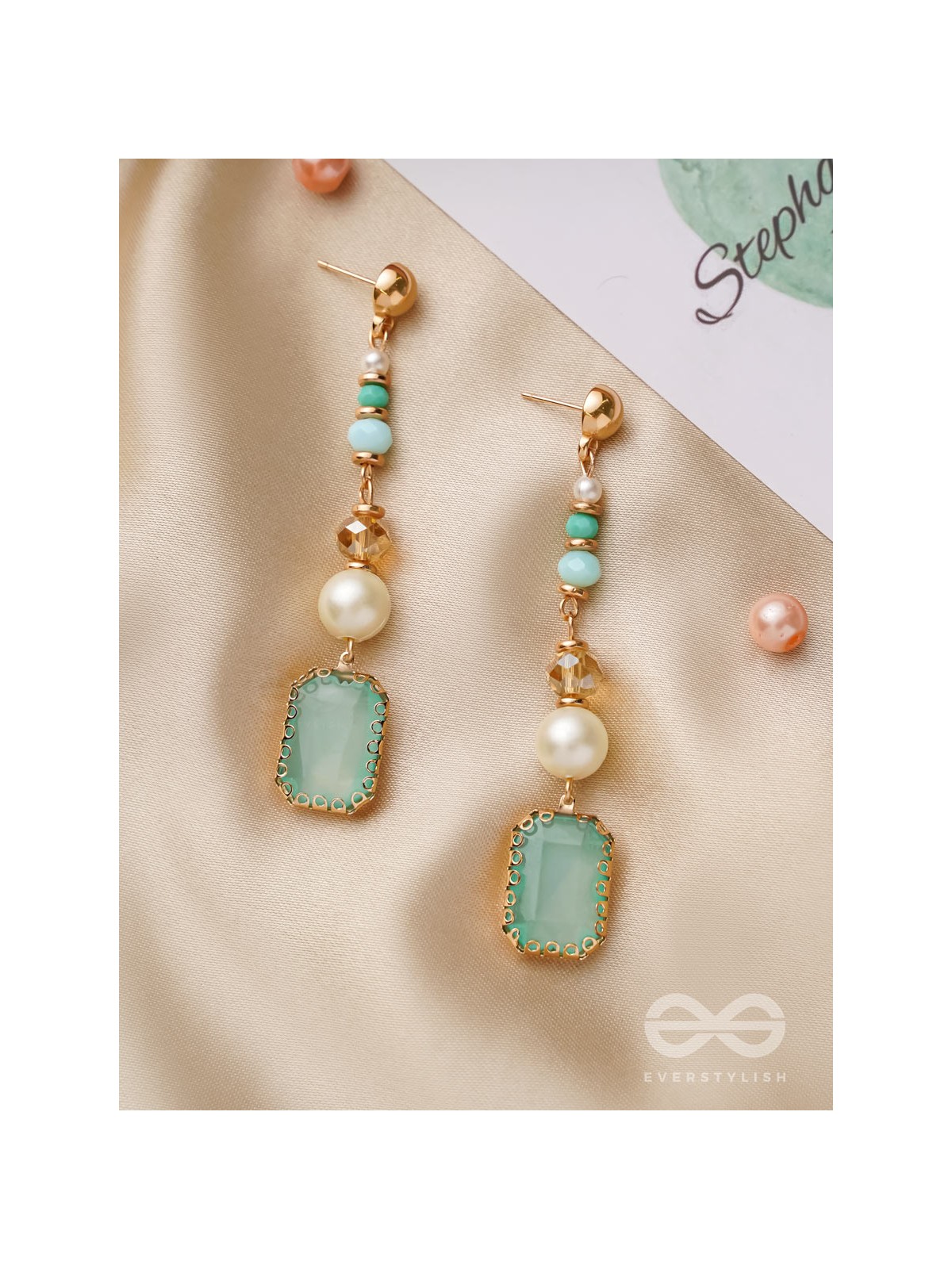 Smoke n Mirrors- Golden Embellished Earrings