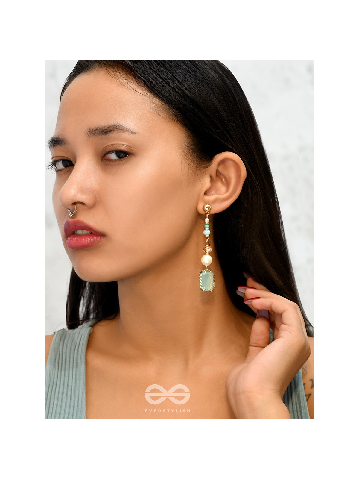 Smoke n Mirrors- Golden Embellished Earrings