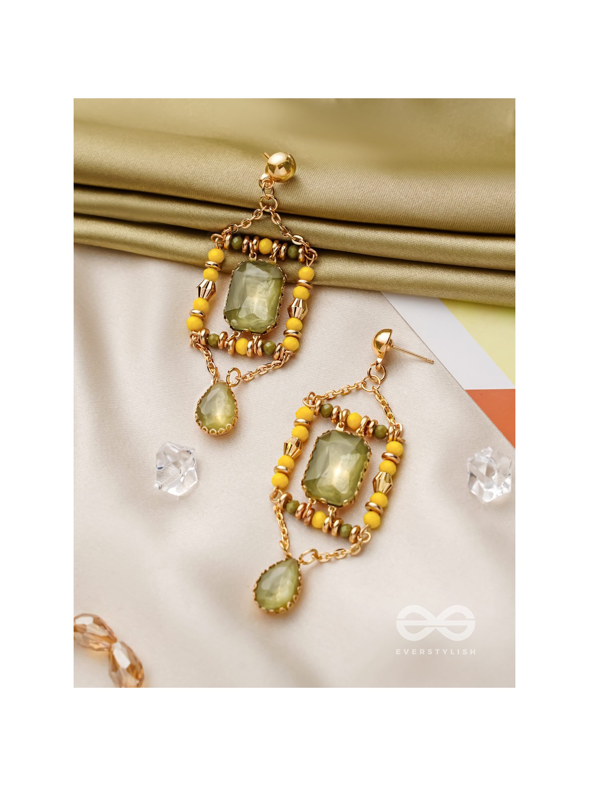 The Mirror Trap- Golden Embellished Earrings