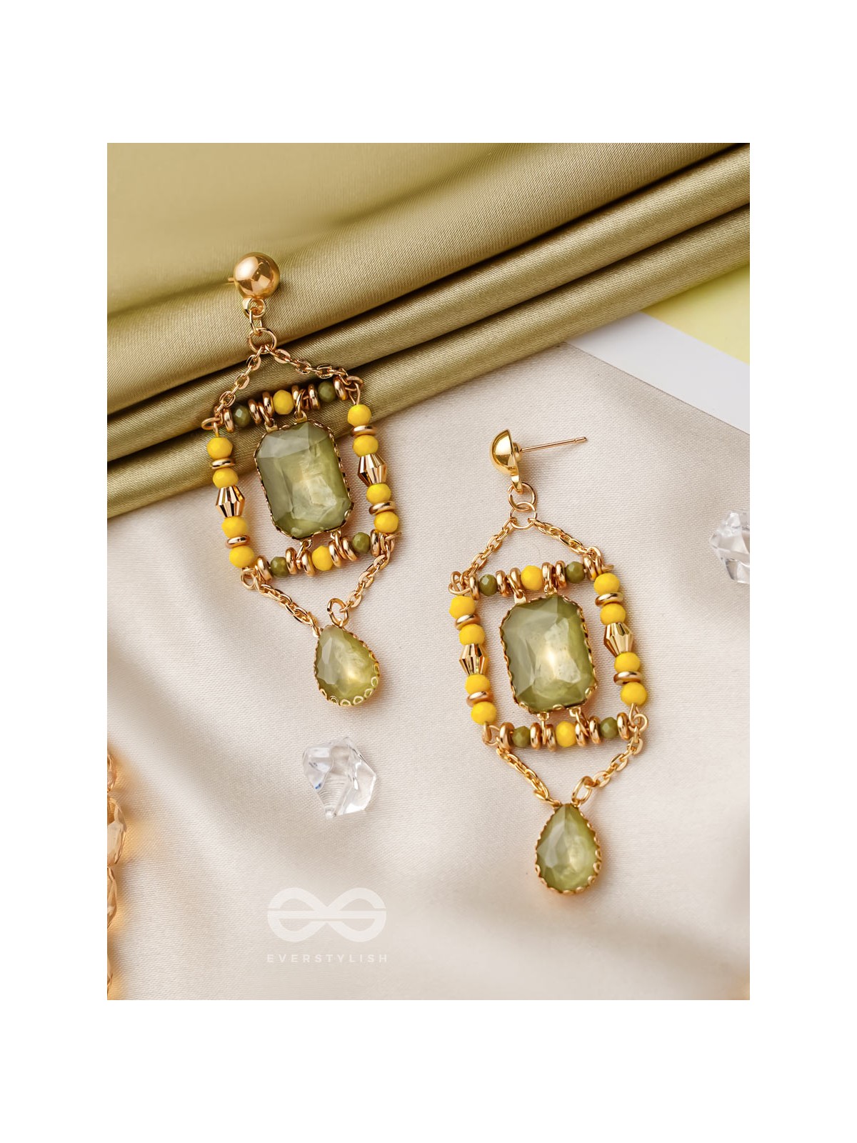 The Mirror Trap- Golden Embellished Earrings