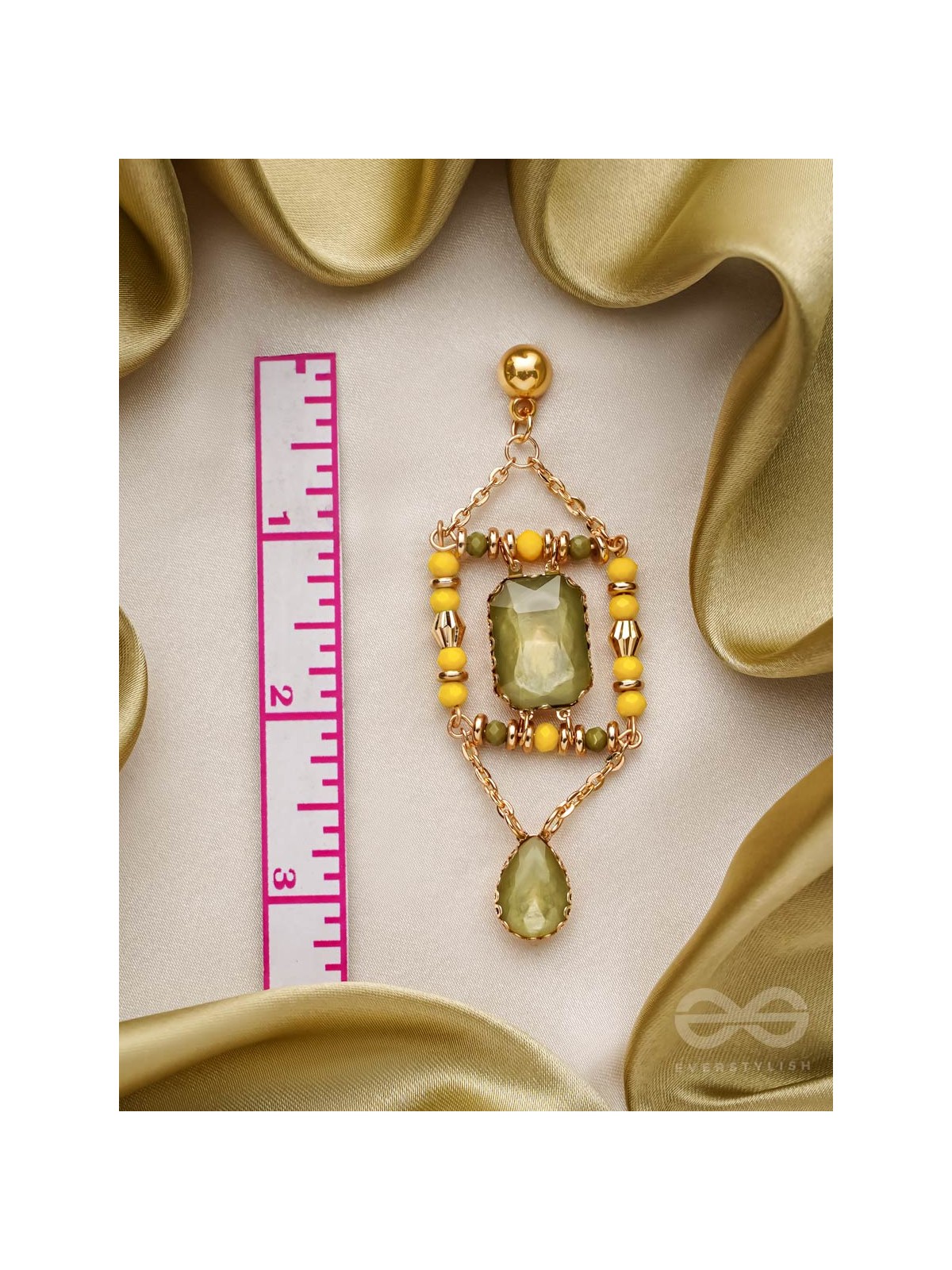 The Mirror Trap- Golden Embellished Earrings