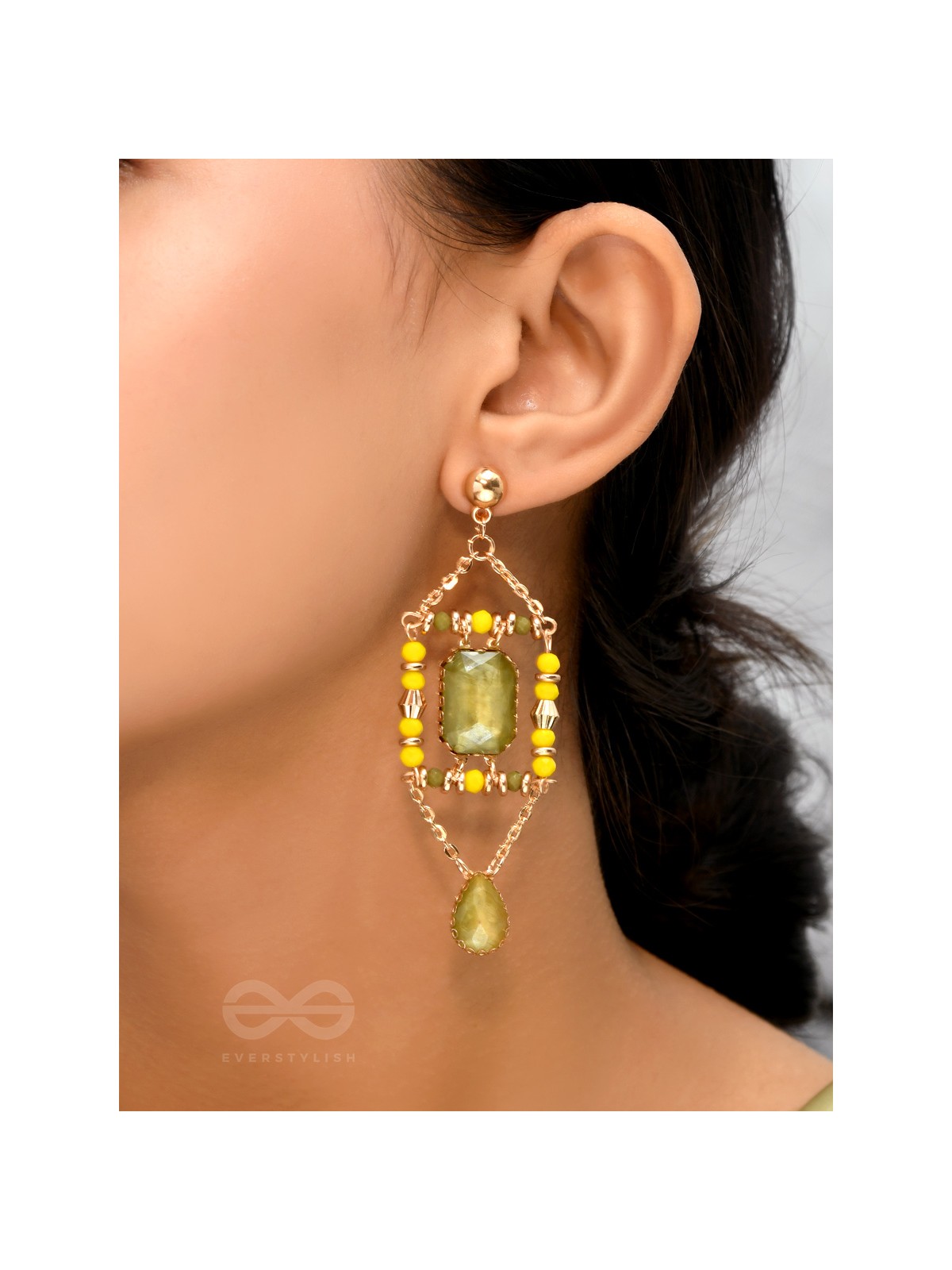 The Mirror Trap- Golden Embellished Earrings
