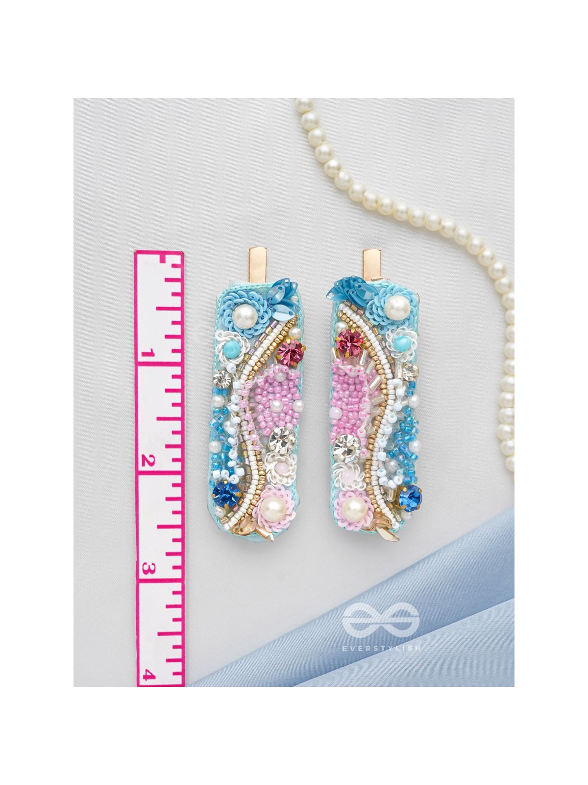 Velaam- Sea and Beach- Stones, Sequins and Beads Embroidered Hair Clips