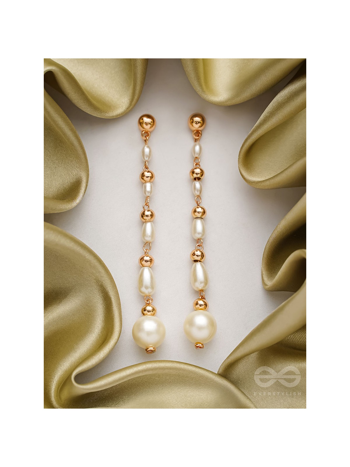 The Pearlescent Drops - Golden Pearls Earrings