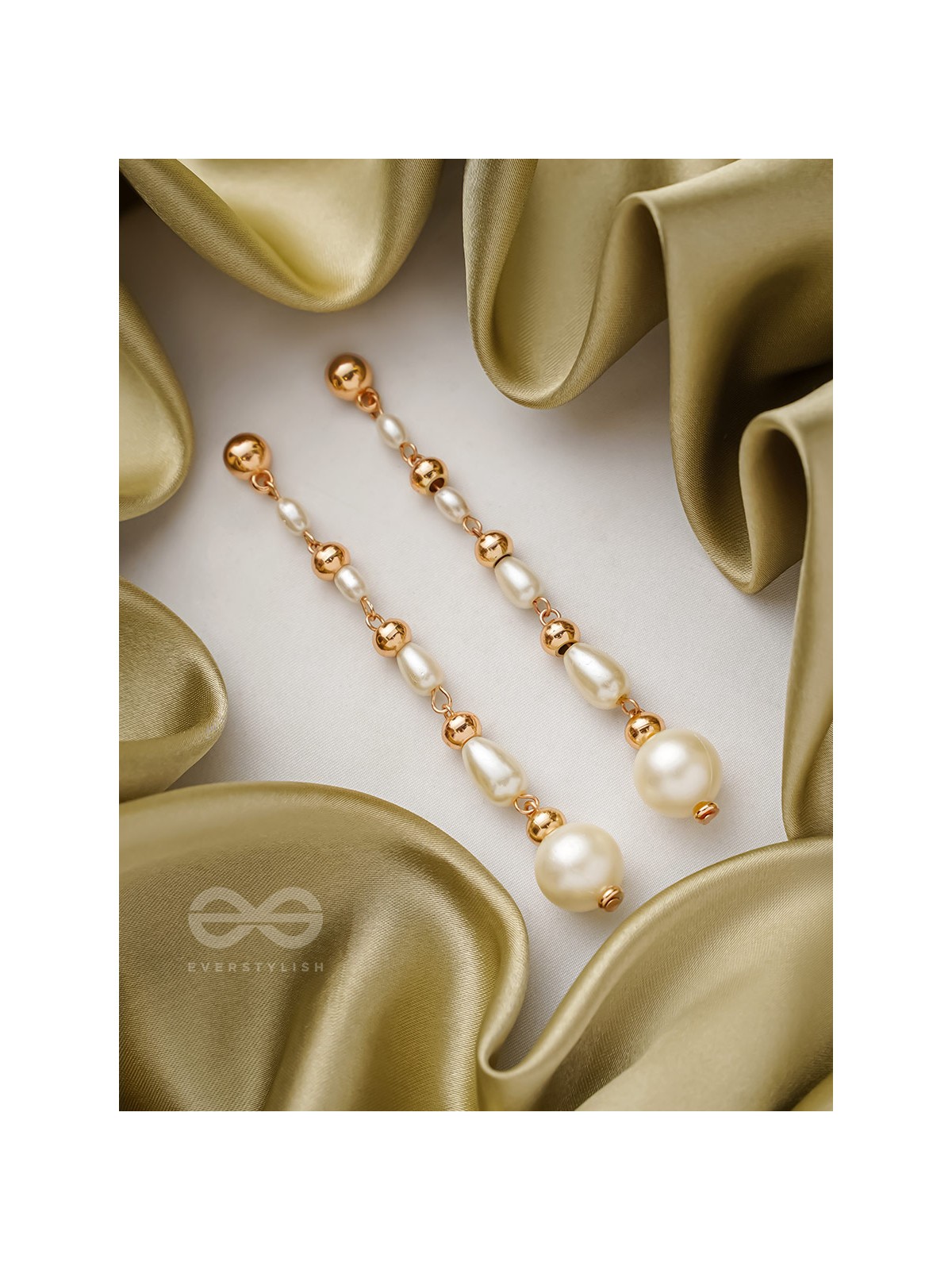 The Pearlescent Drops - Golden Pearls Earrings