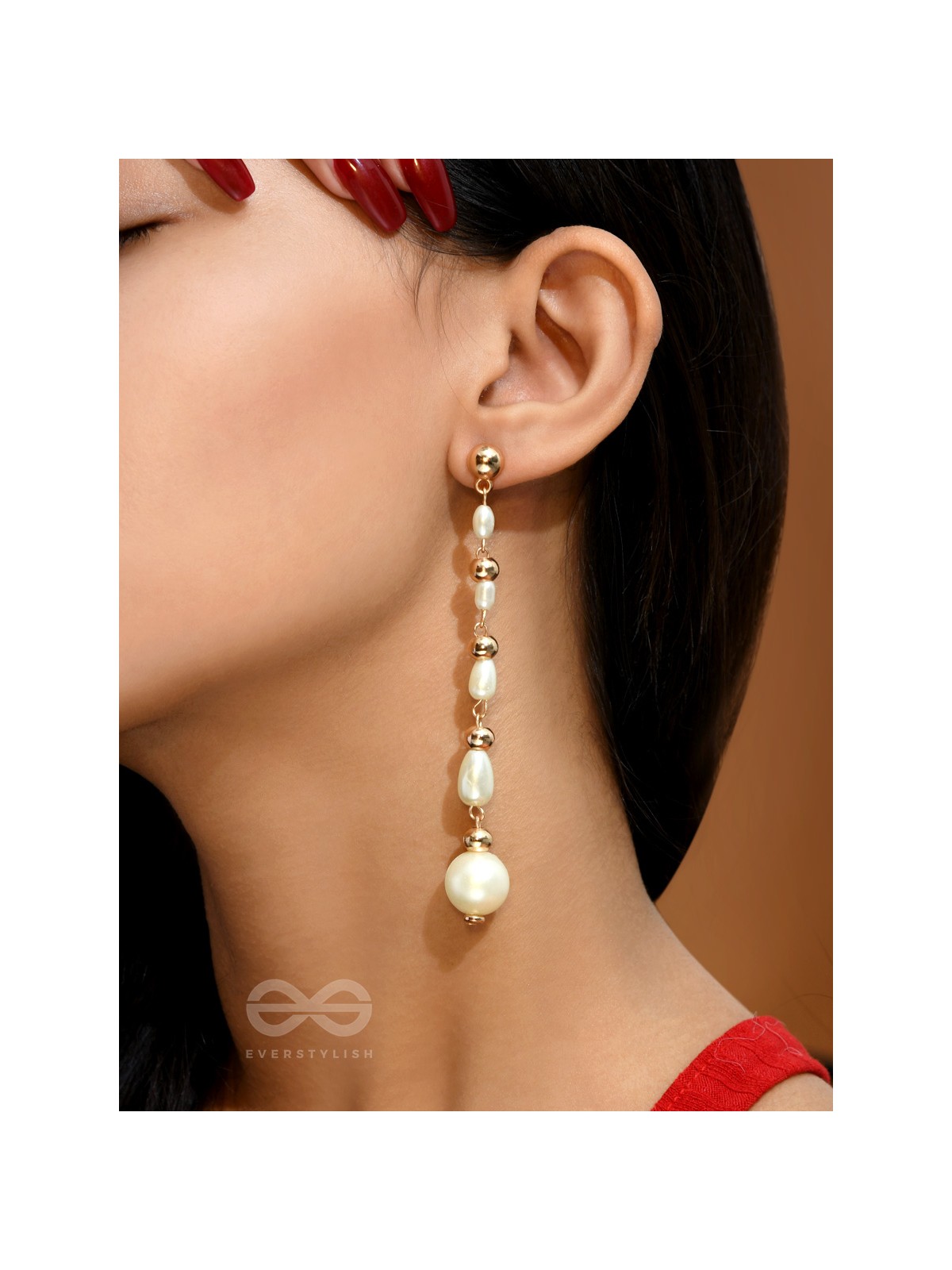The Pearlescent Drops - Golden Pearls Earrings